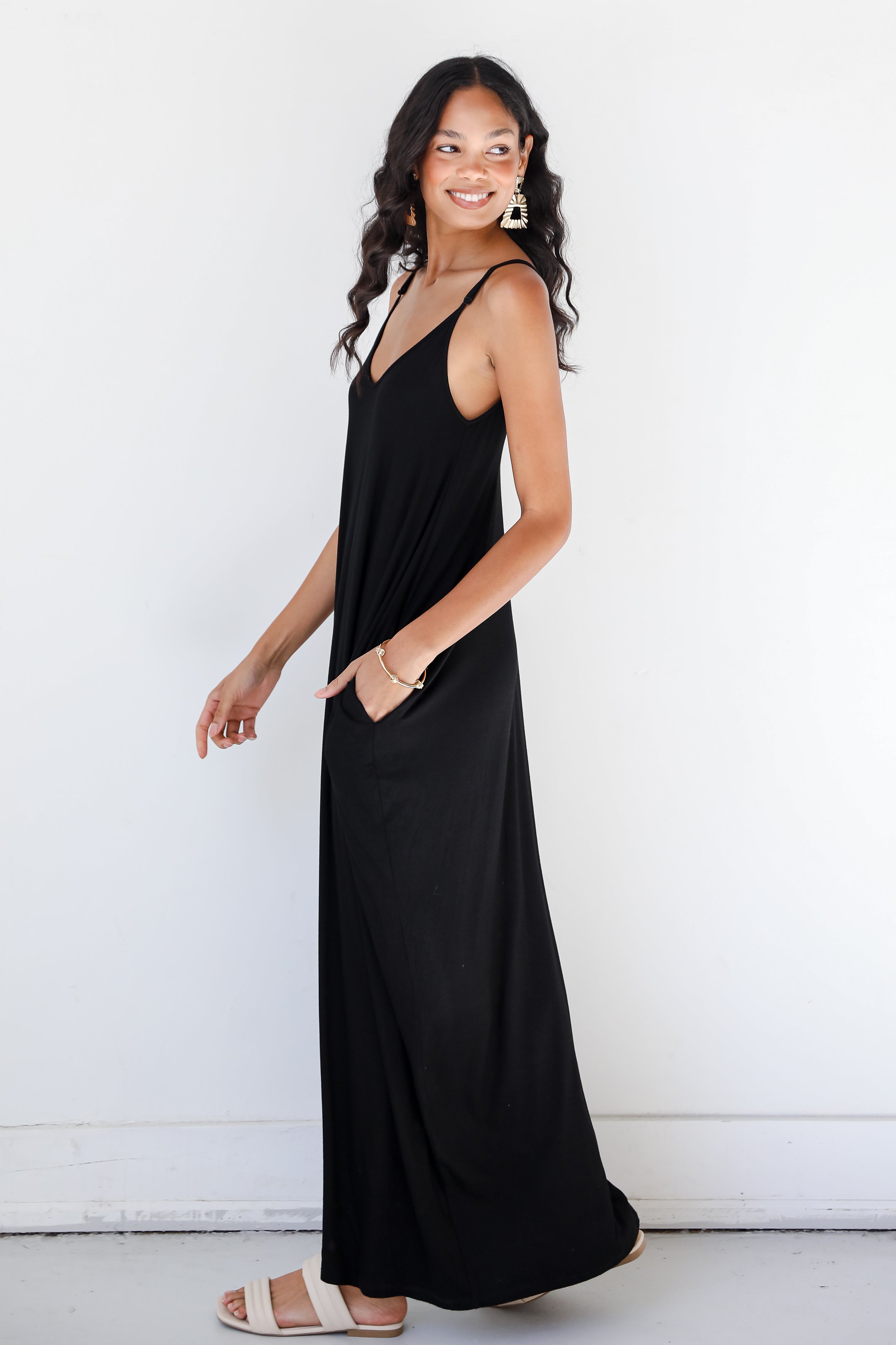 black Maxi Dress side view