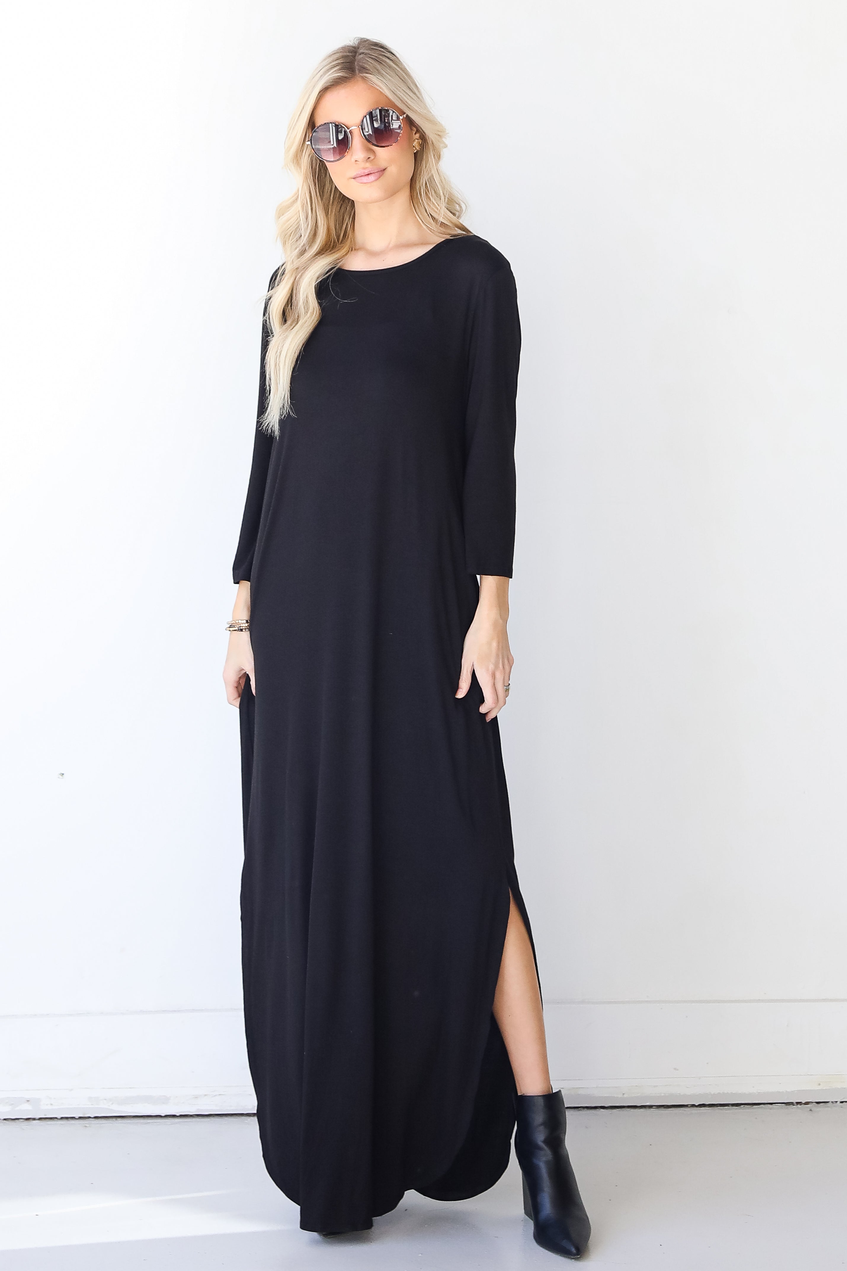 Jersey Knit Maxi Dress front view
