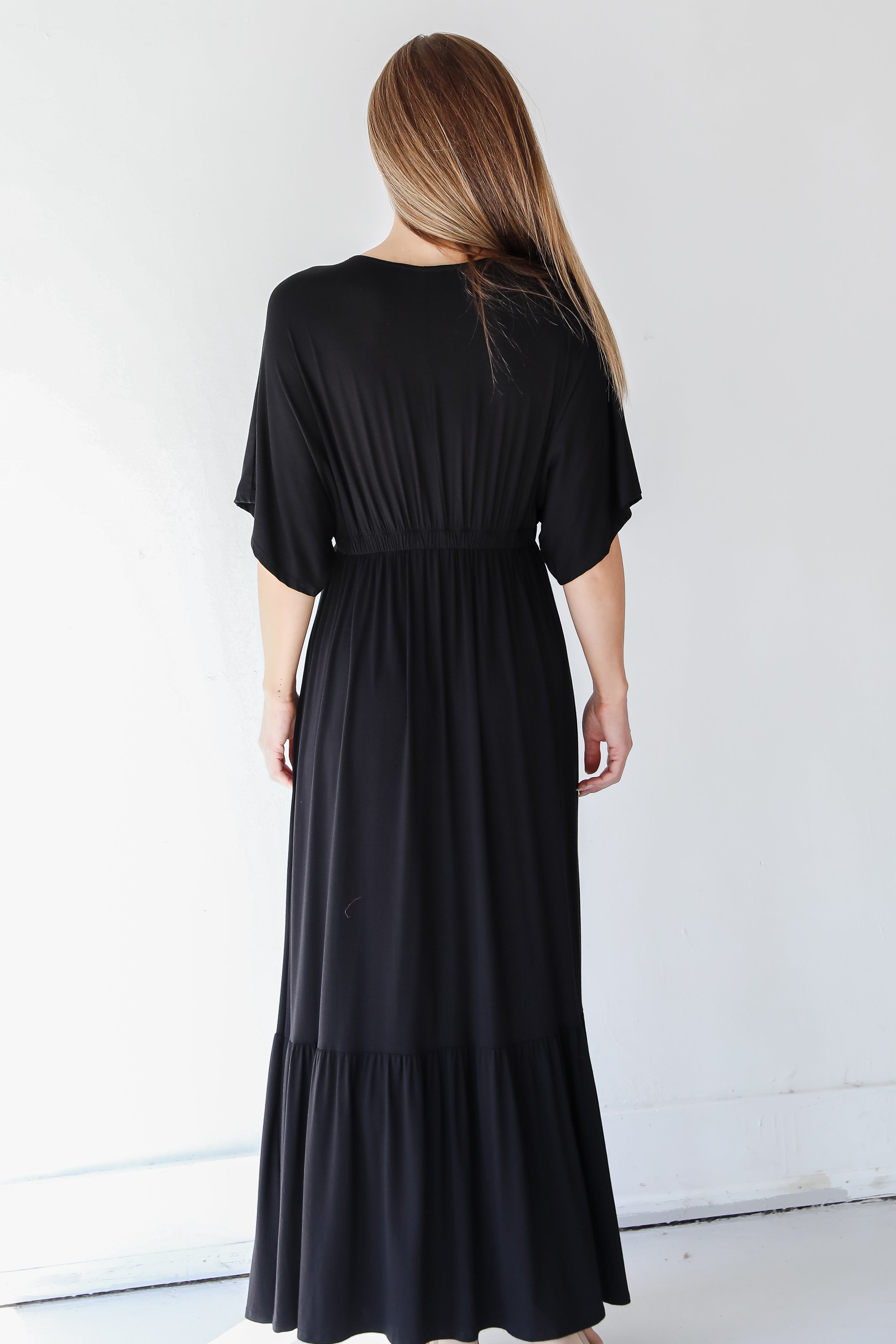 black maxi dress back view