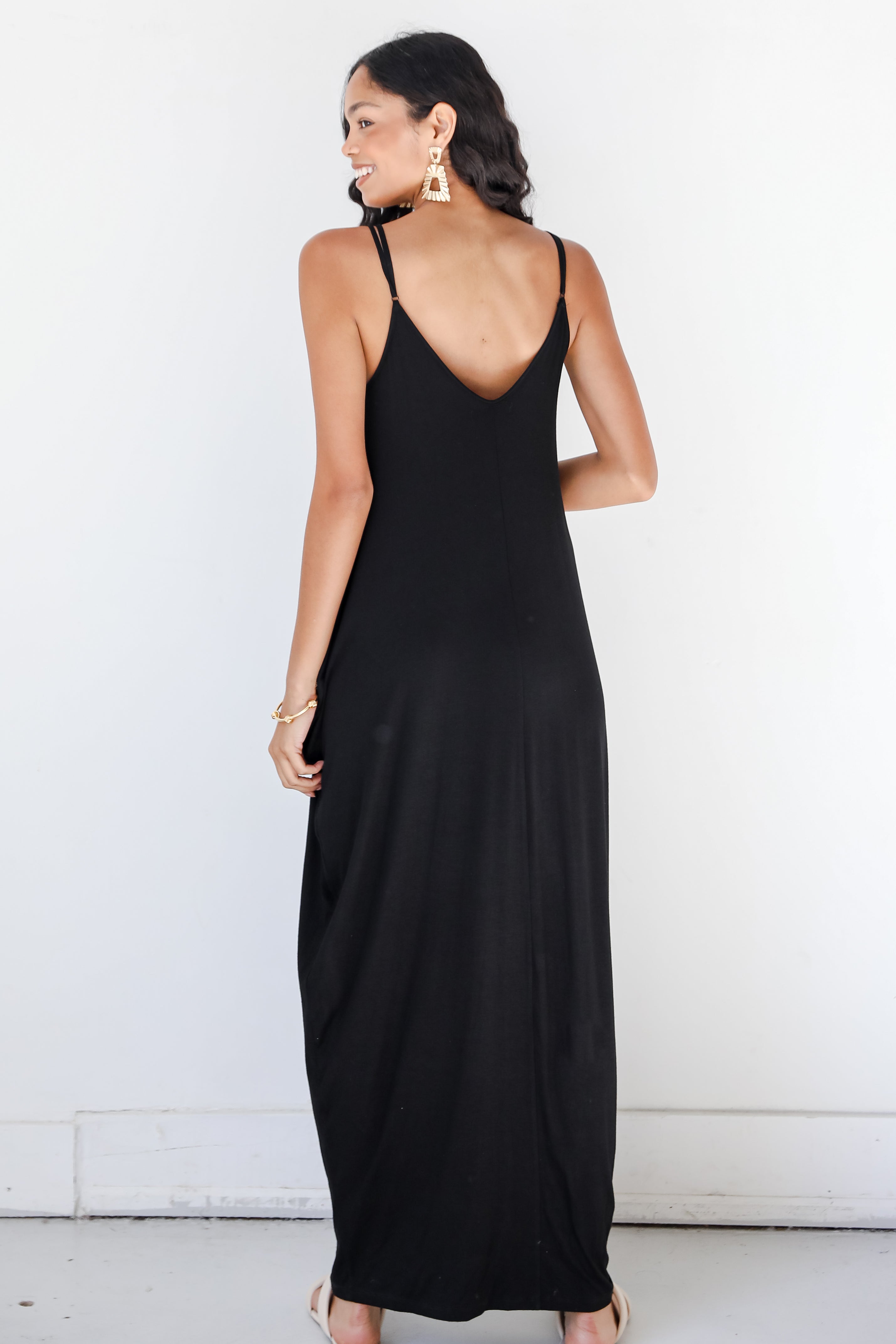 black Maxi Dress back view
