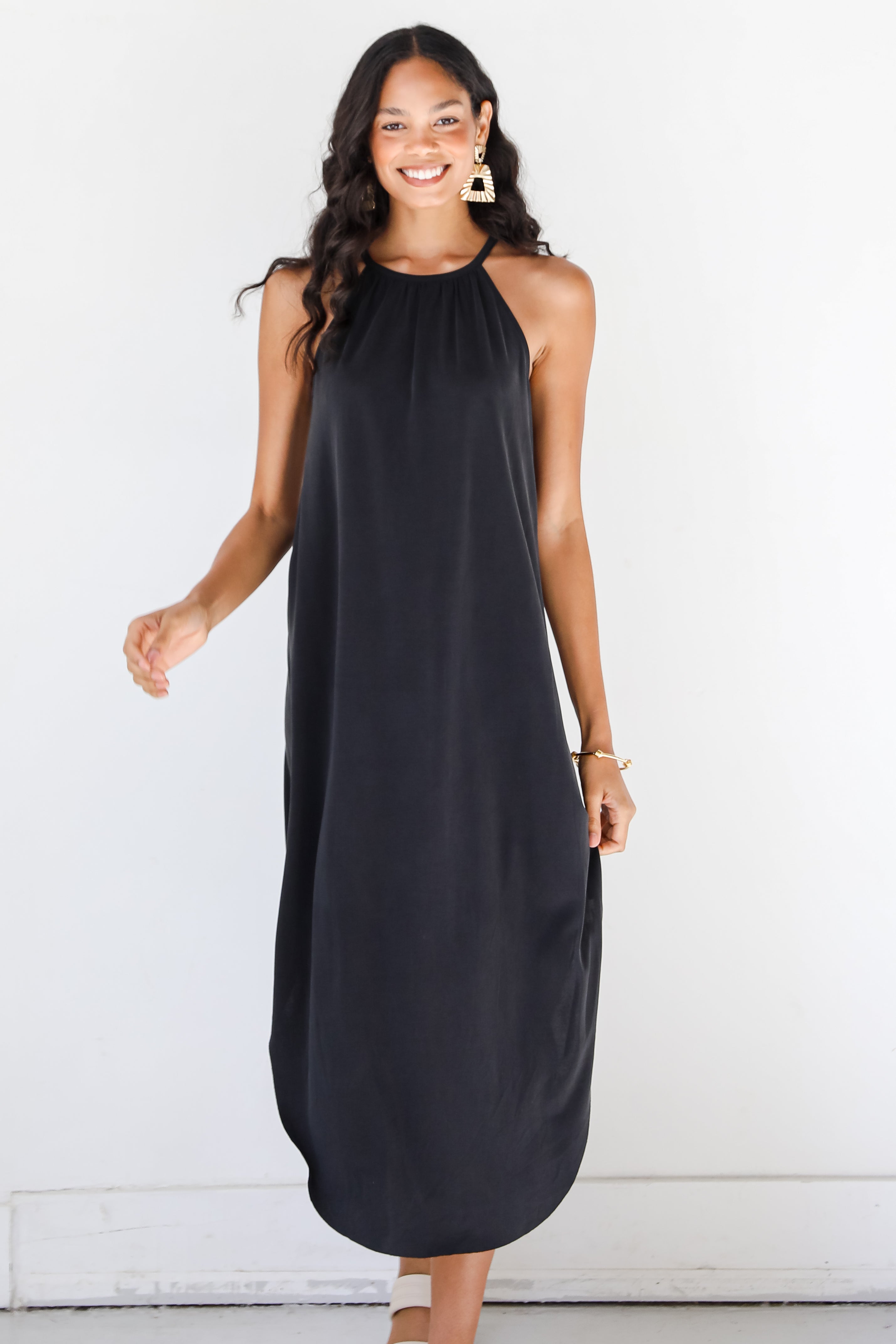 black Midi Dress front view