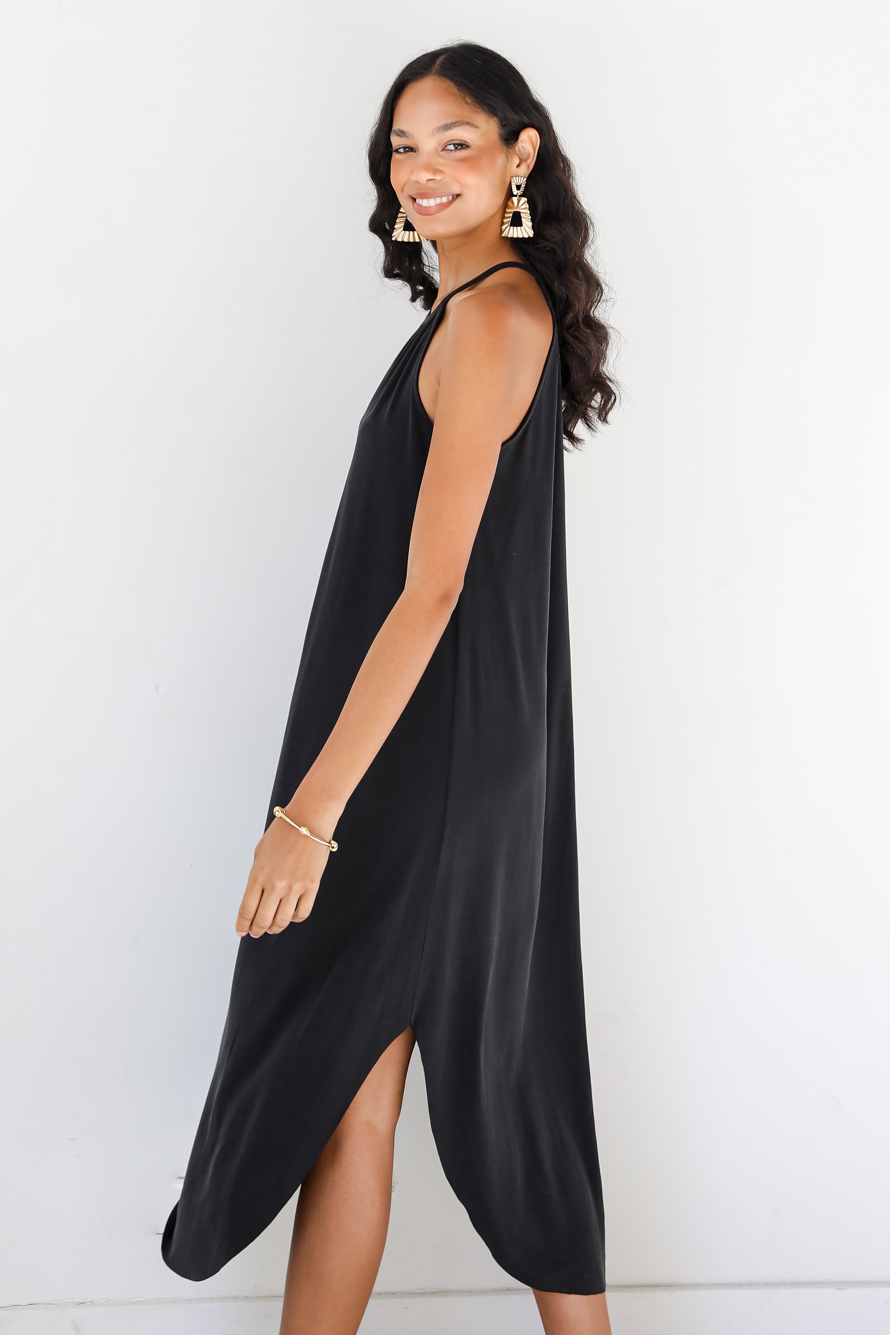 black Midi Dress side view
