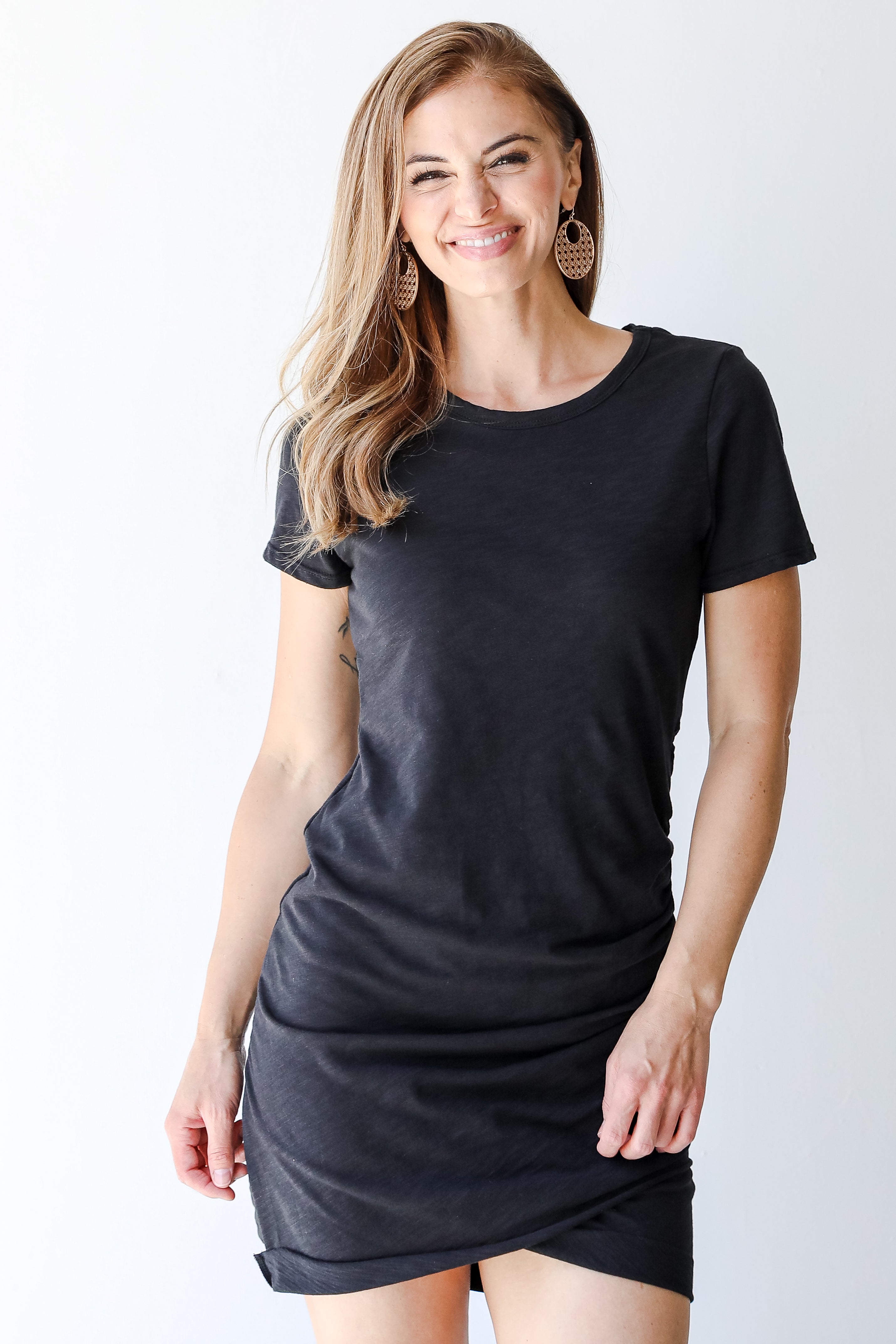 Ruched Mini Dress on model