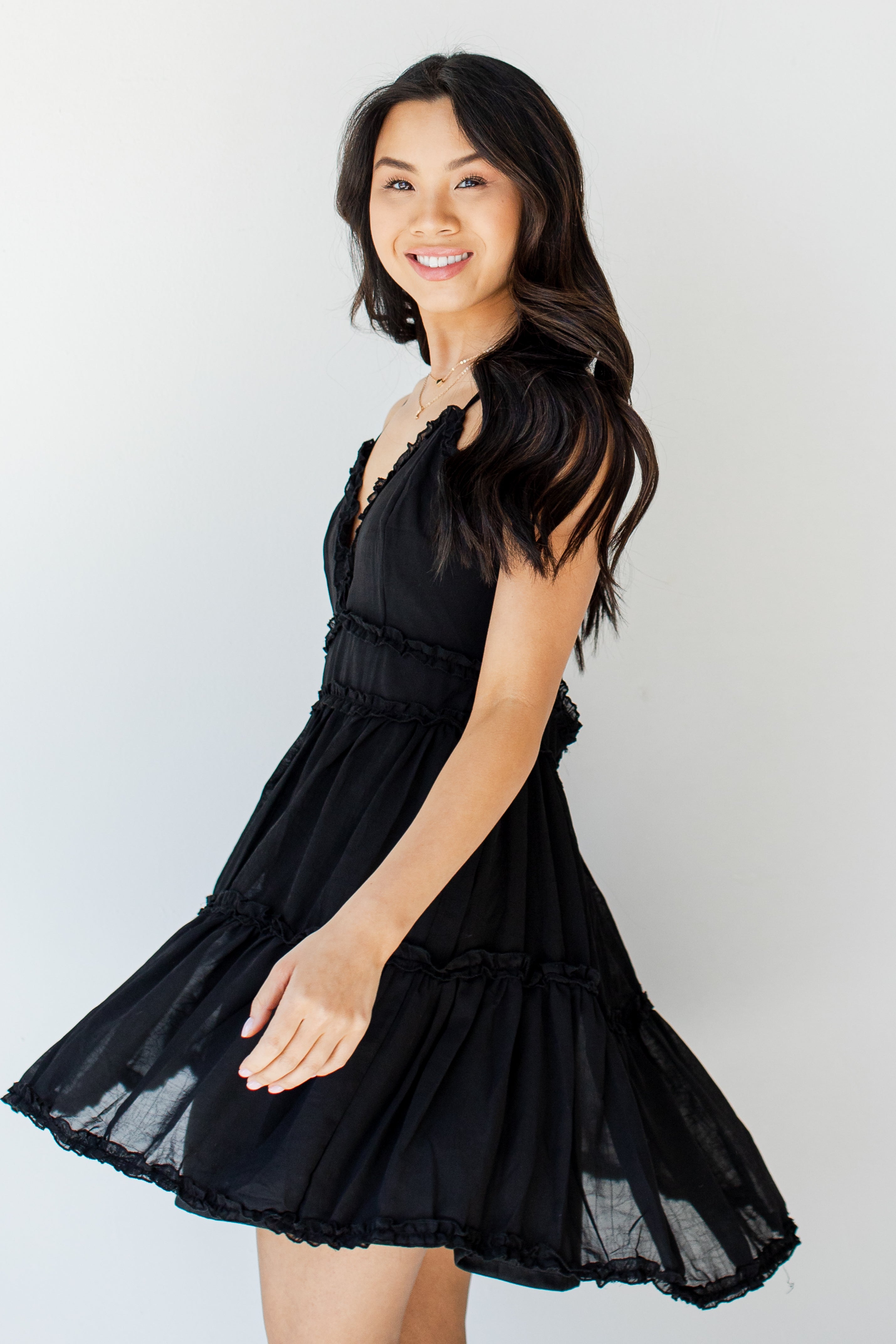 Ruffle Mini Dress on model