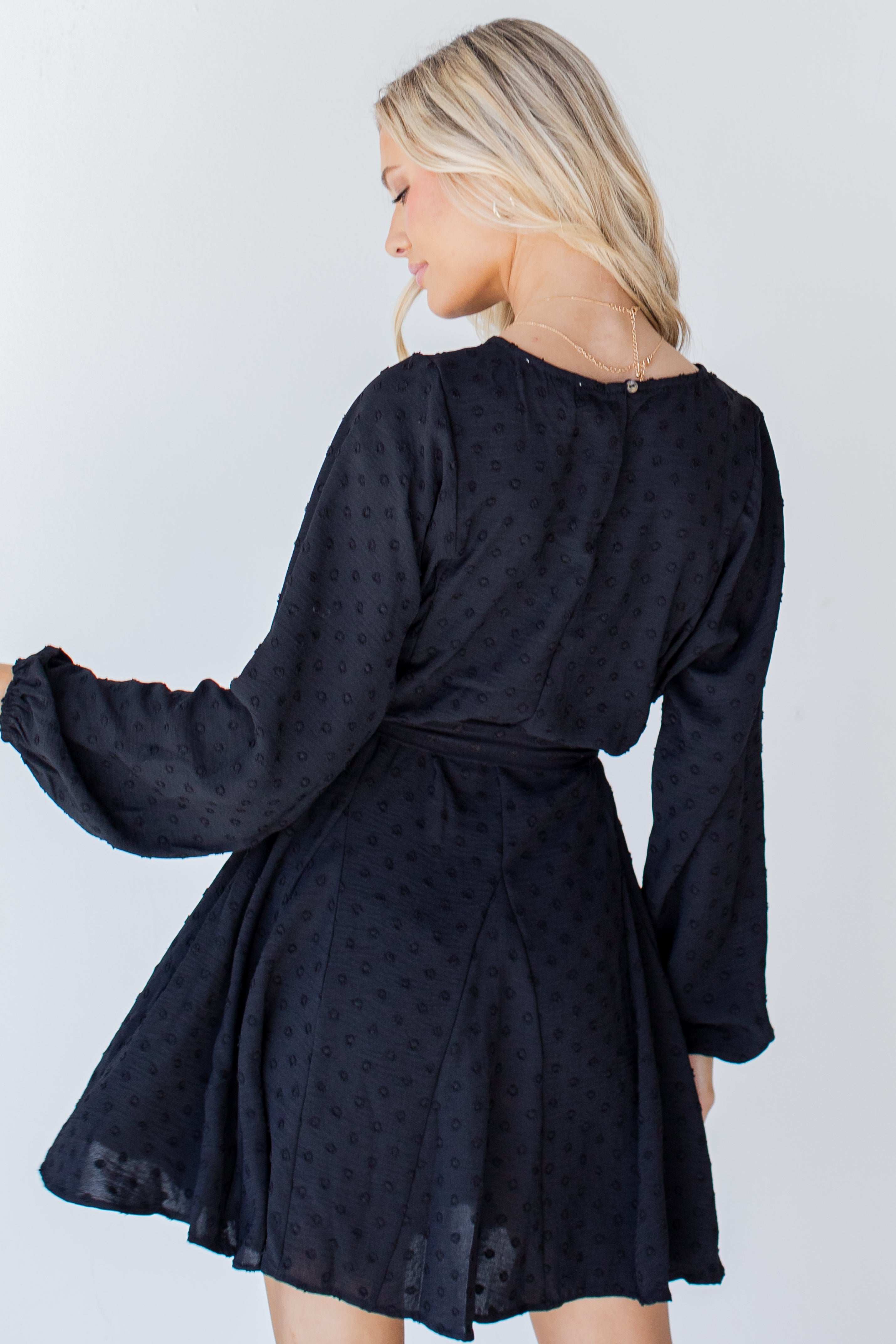 Swiss Dot Mini Dress back view