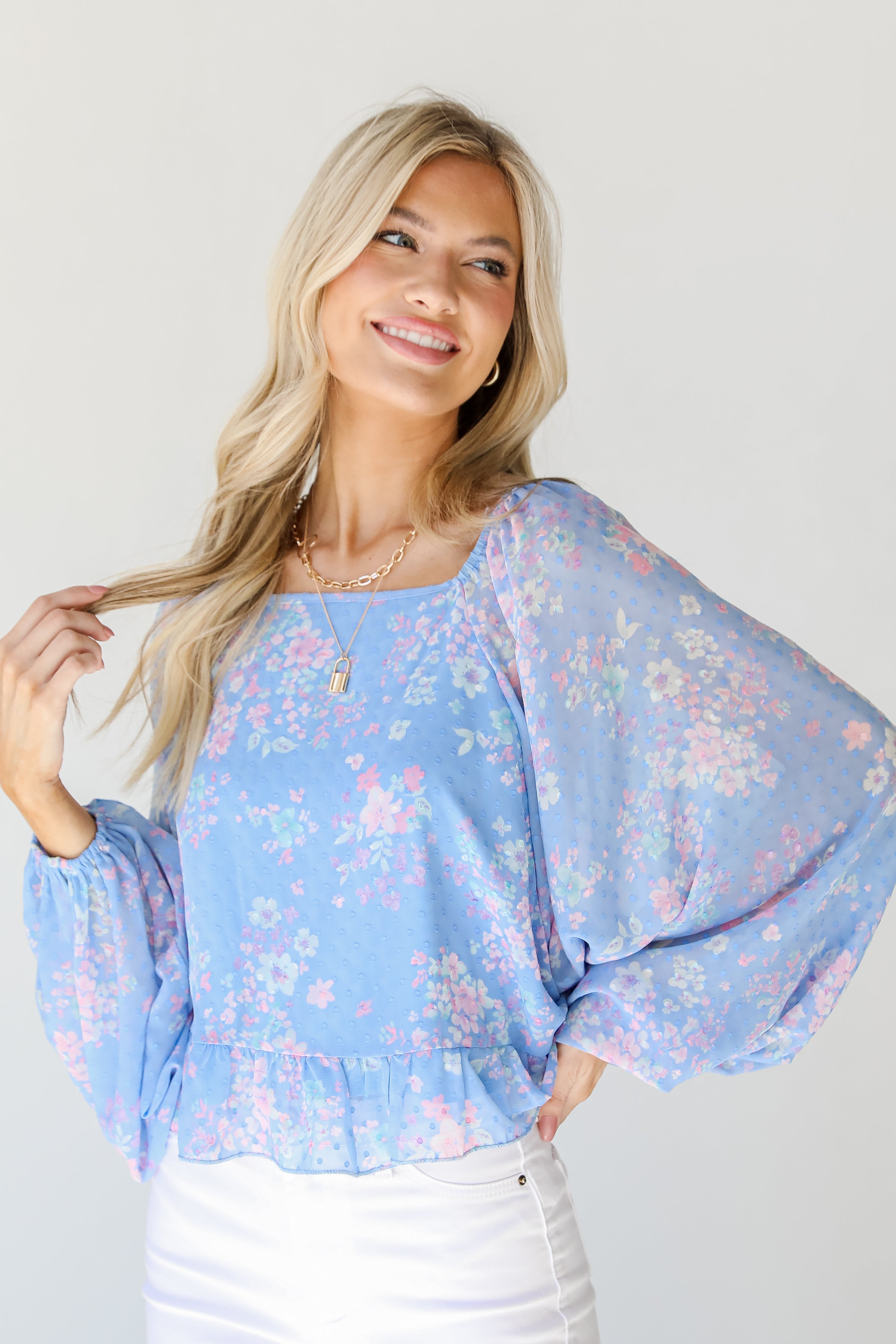 Floral Blouse on model