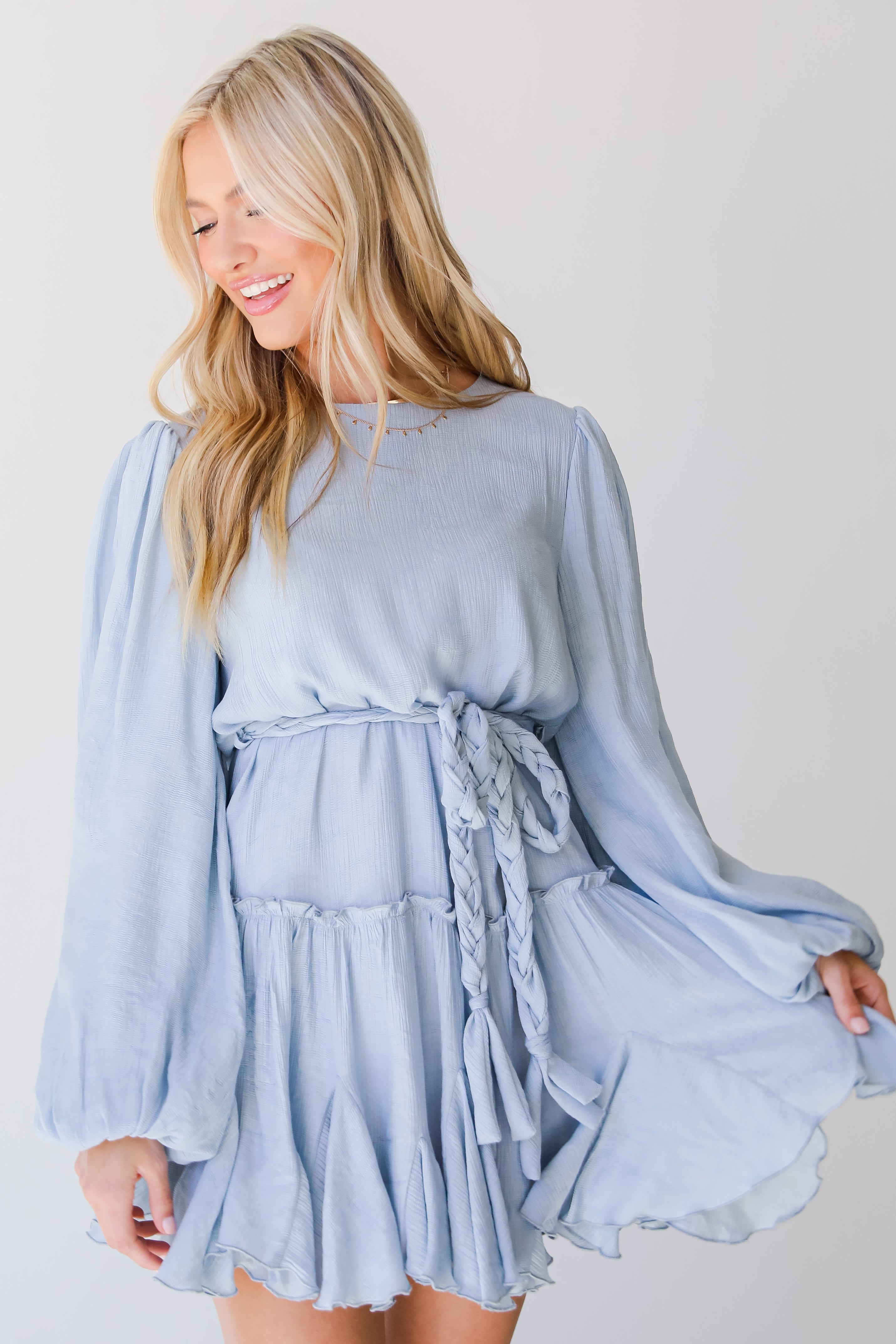 light blue Mini Dress front view