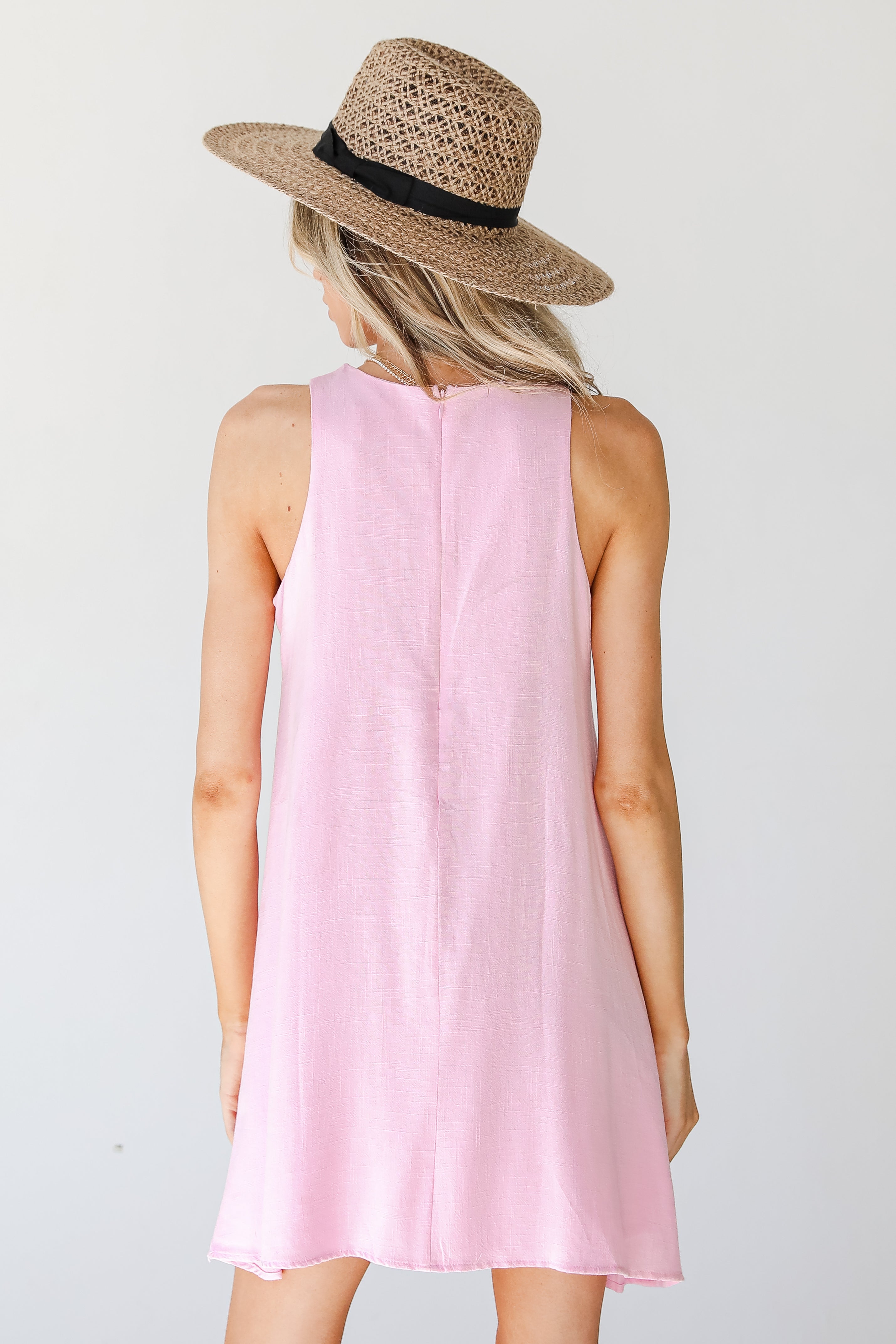 Linen Shift Dress back view
