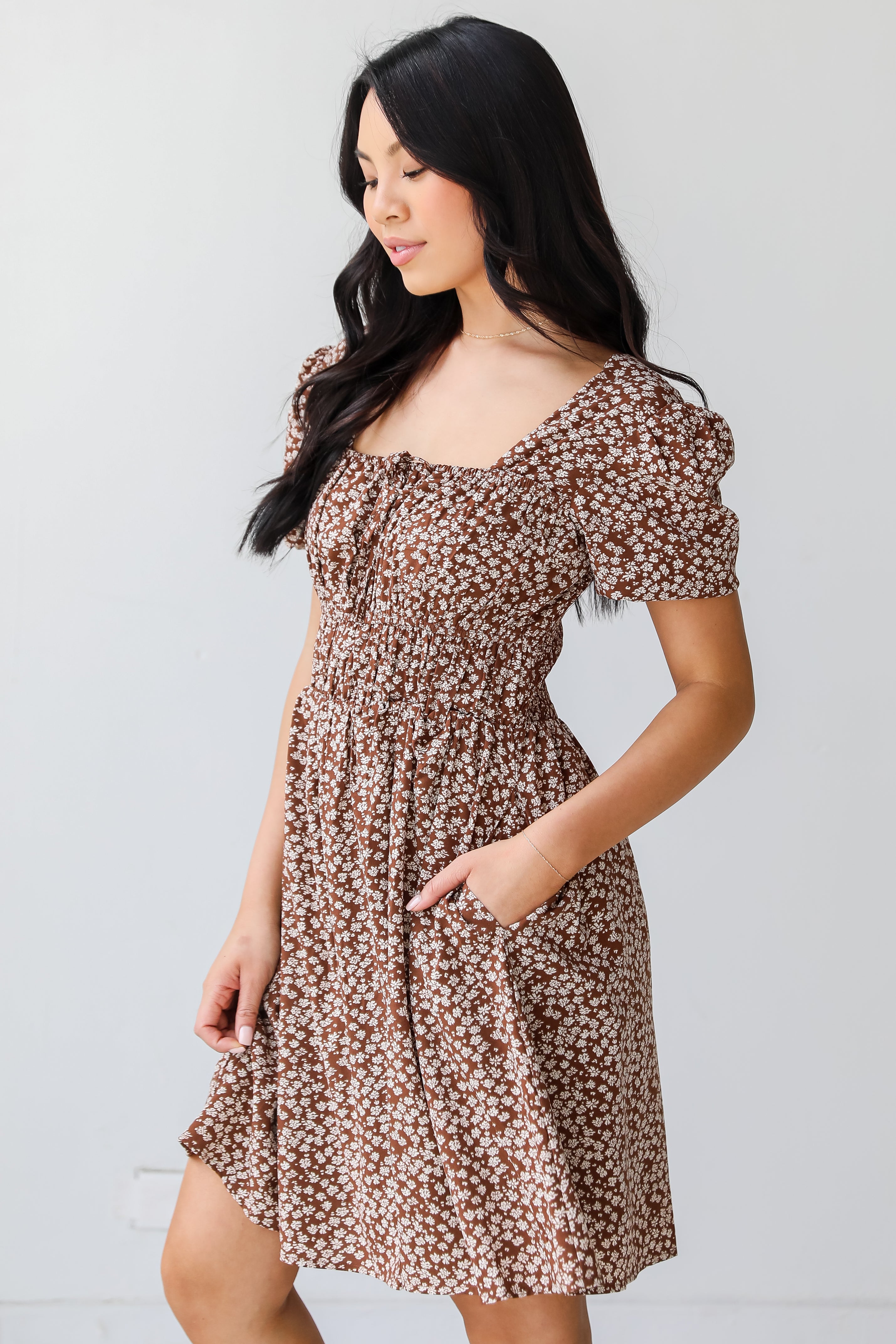 Spring Floral Mini Dress side view