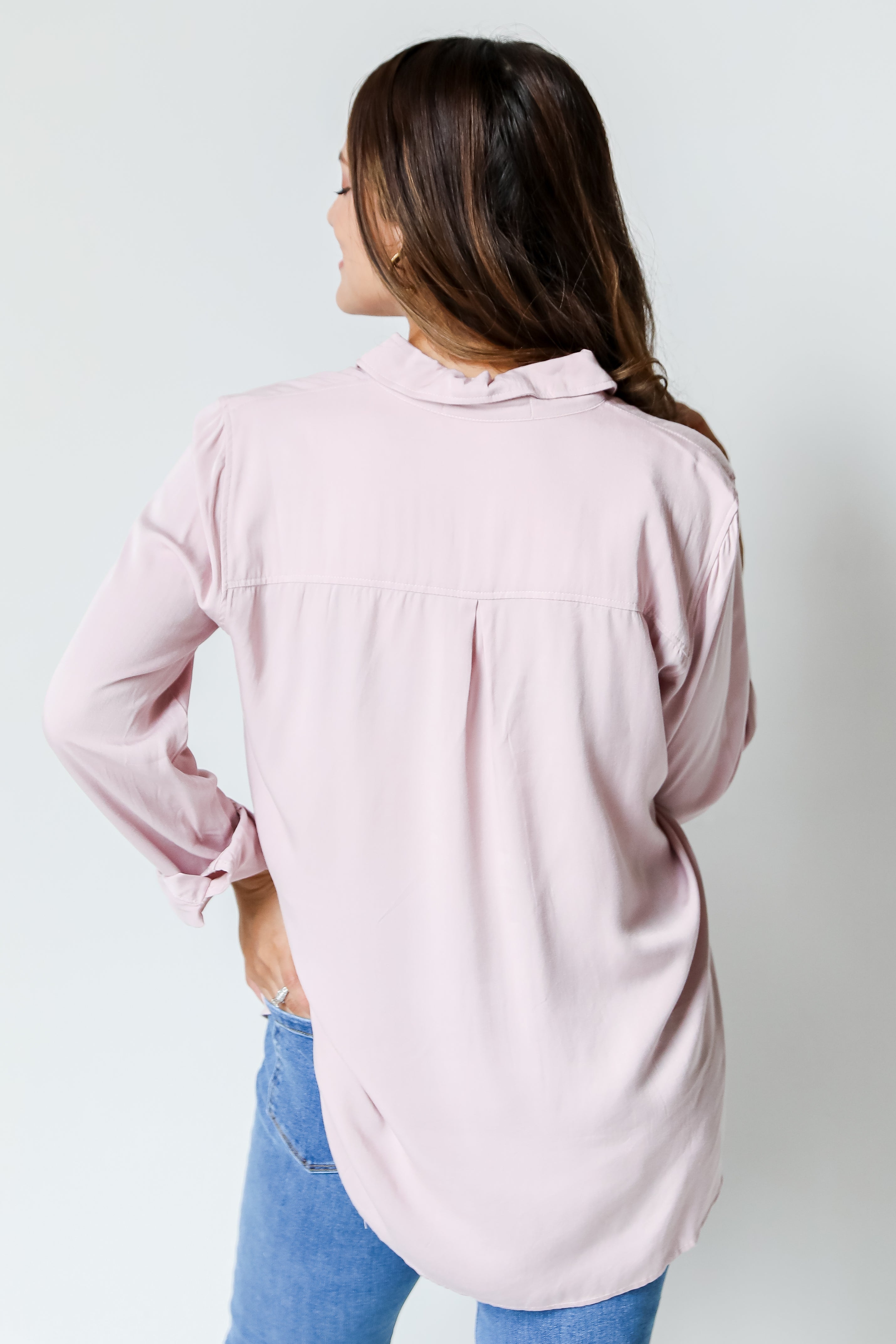 lavender Button-Up Blouse back view