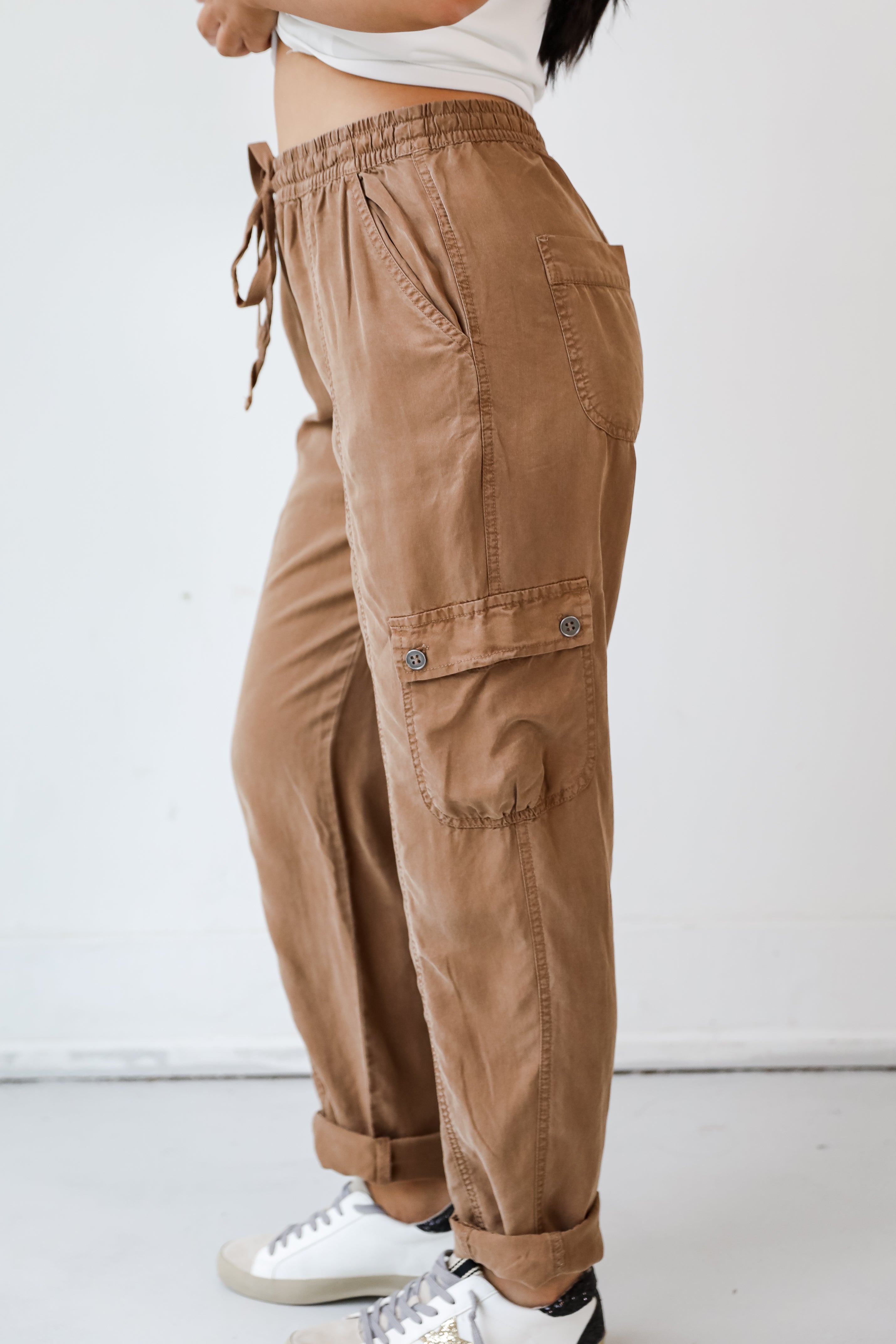 tan Cargo Pants side view