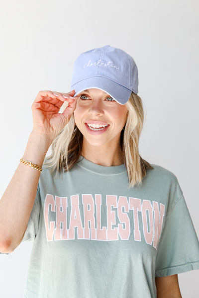 Charleston Embroidered Hat in light blue