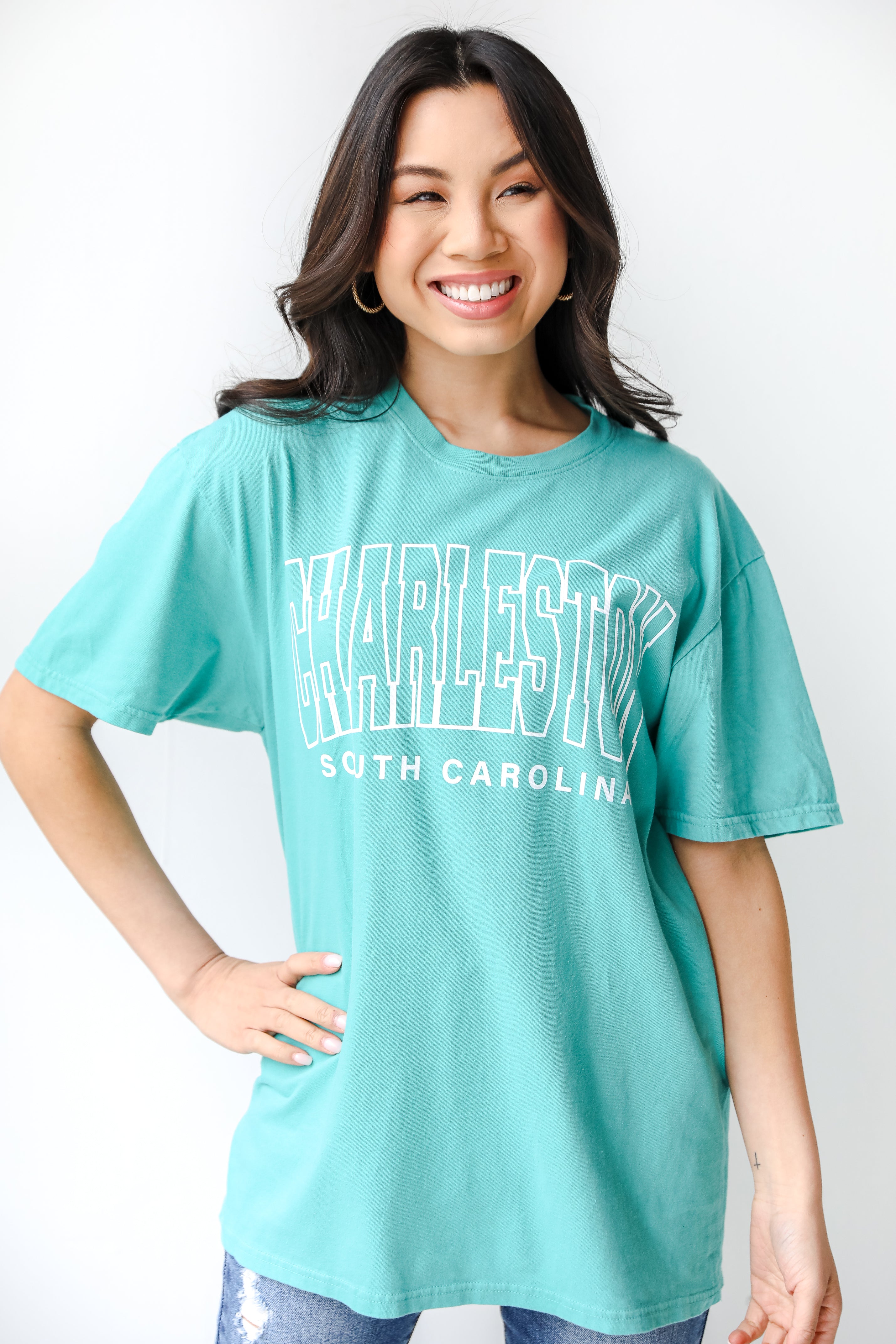 Teal Charleston South Carolina Tee front view