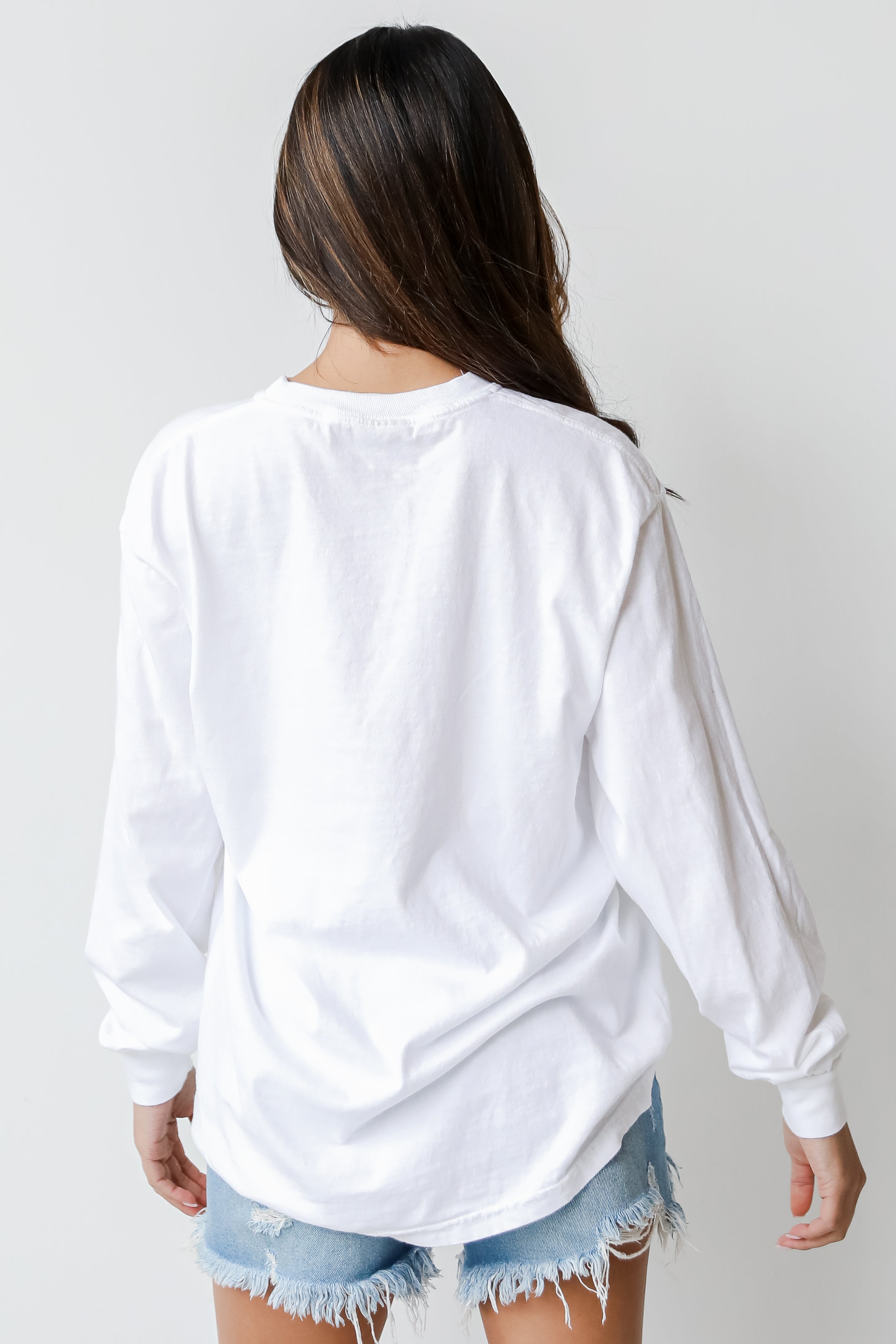 White Chop Chop Long Sleeve Tee back view