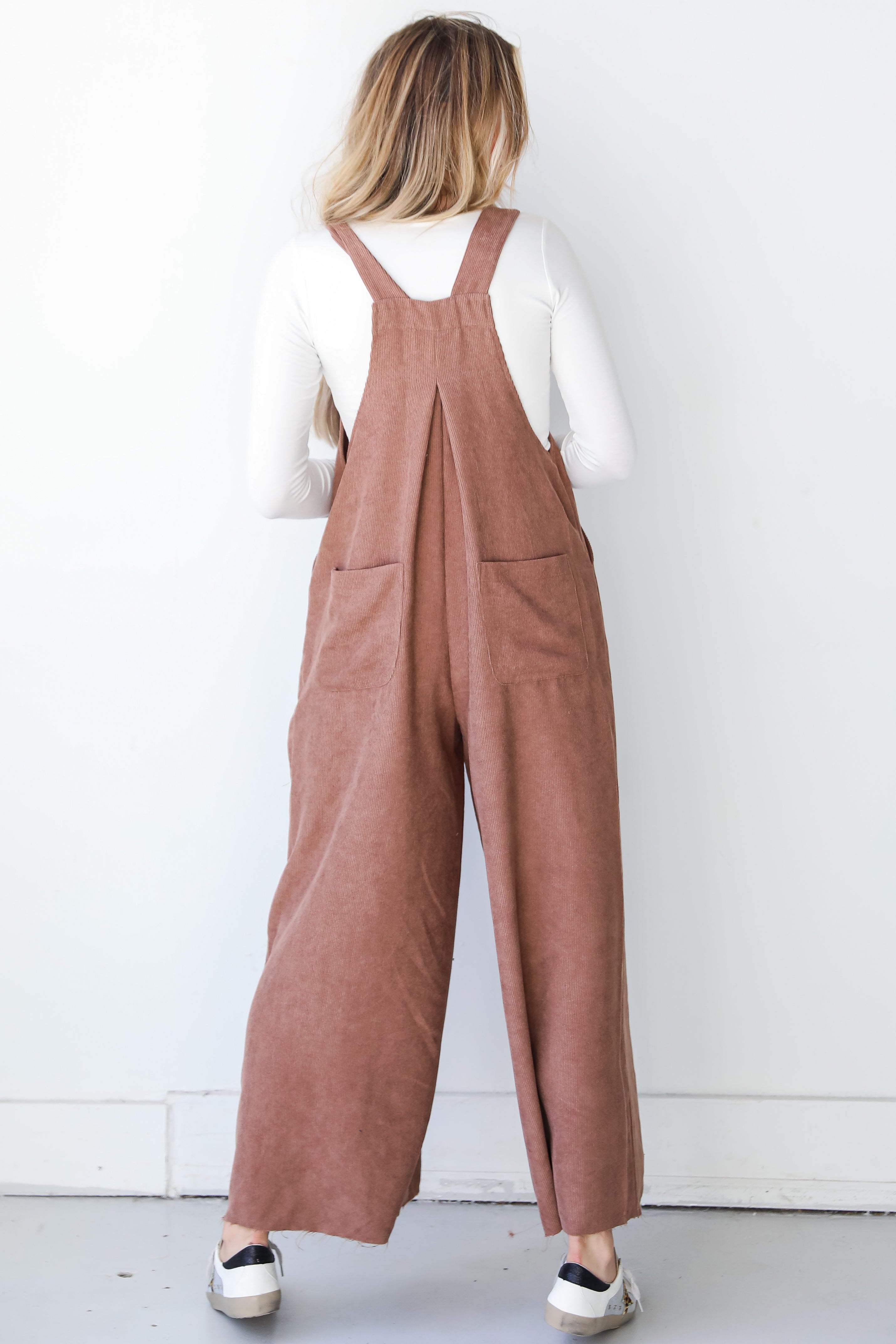 brown Corduroy Jumpsuit back view