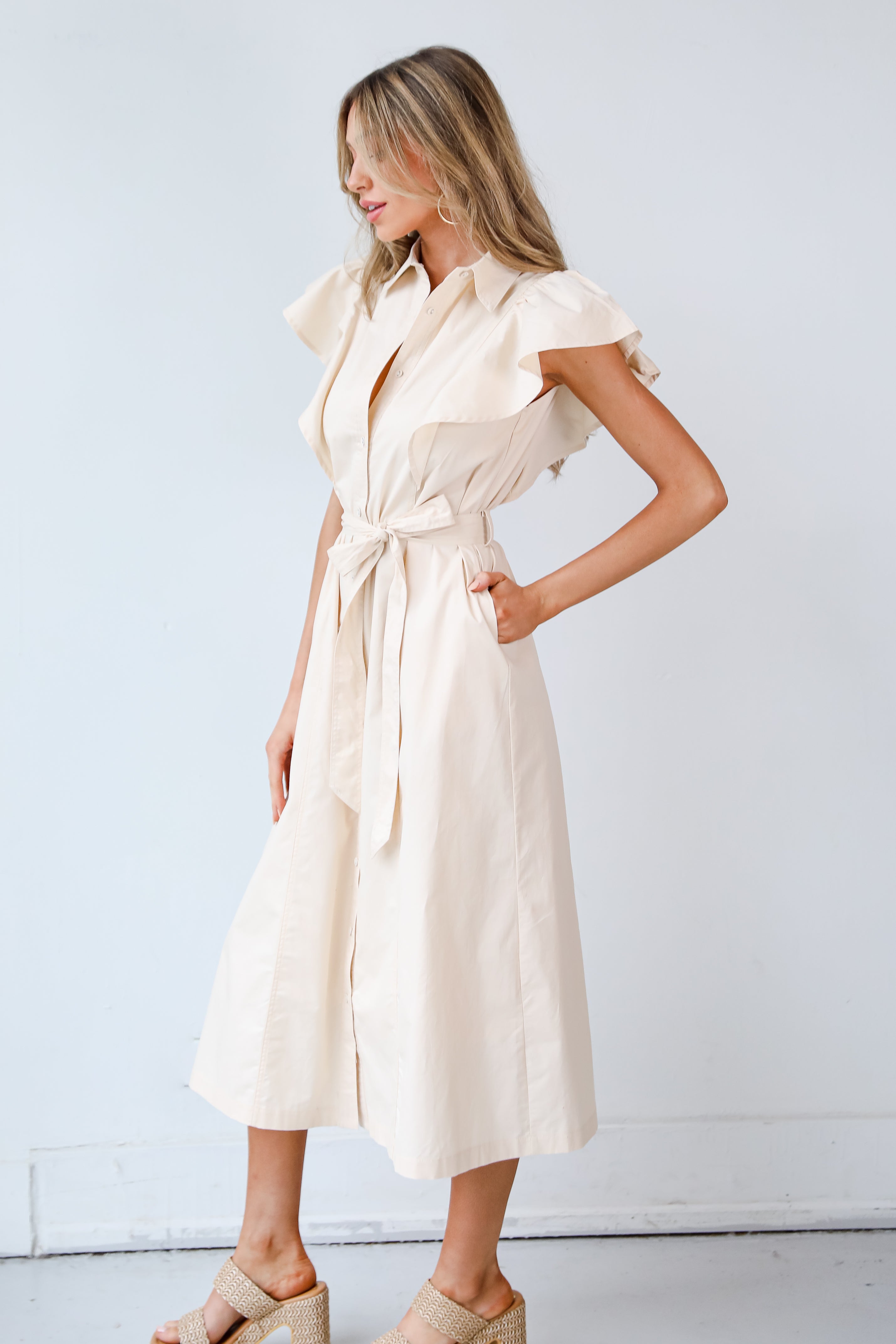beige Midi Dress side view