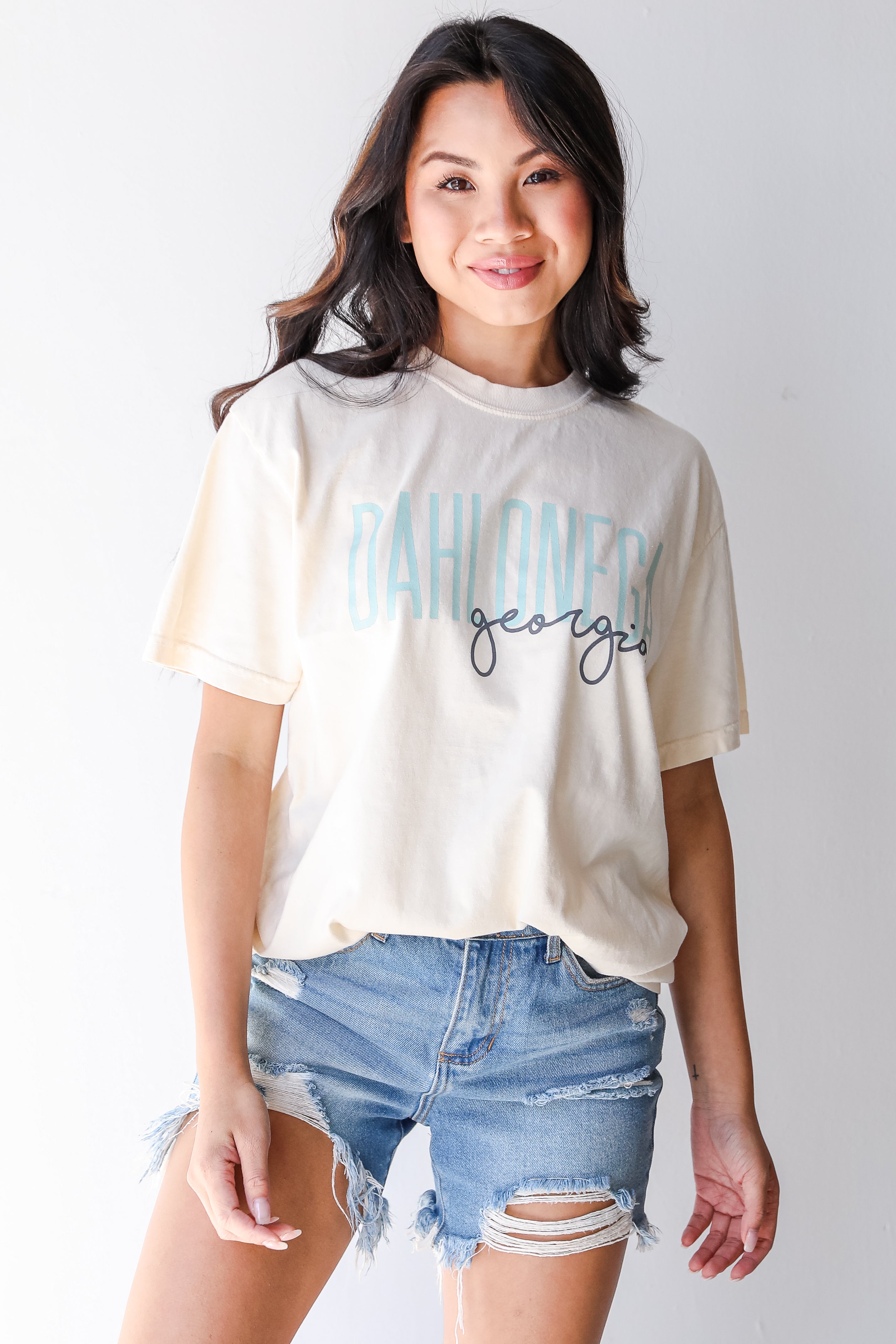 Ivory Dahlonega Georgia Script Tee on model