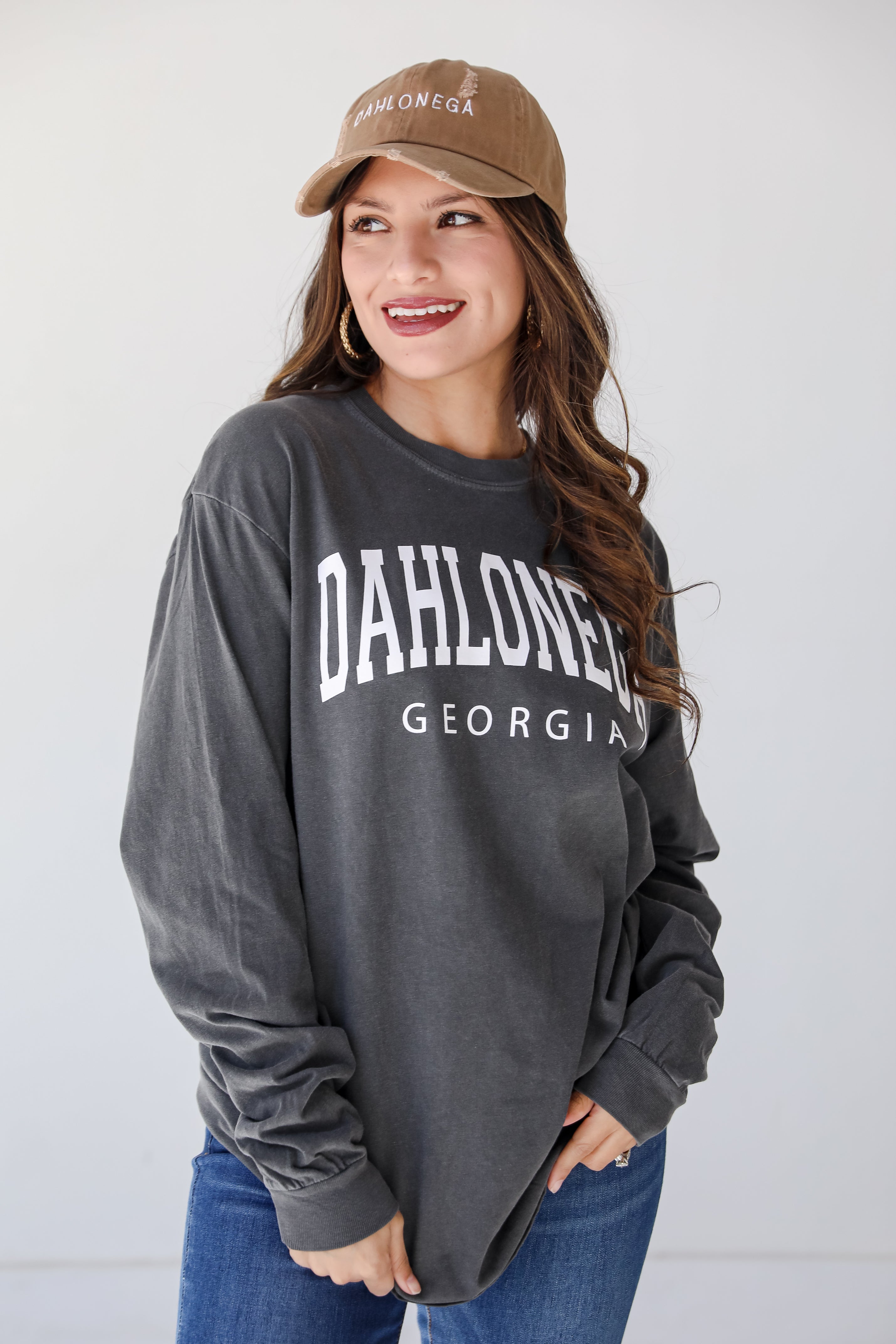 Charcoal Dahlonega Georgia Long Sleeve Tee front view
