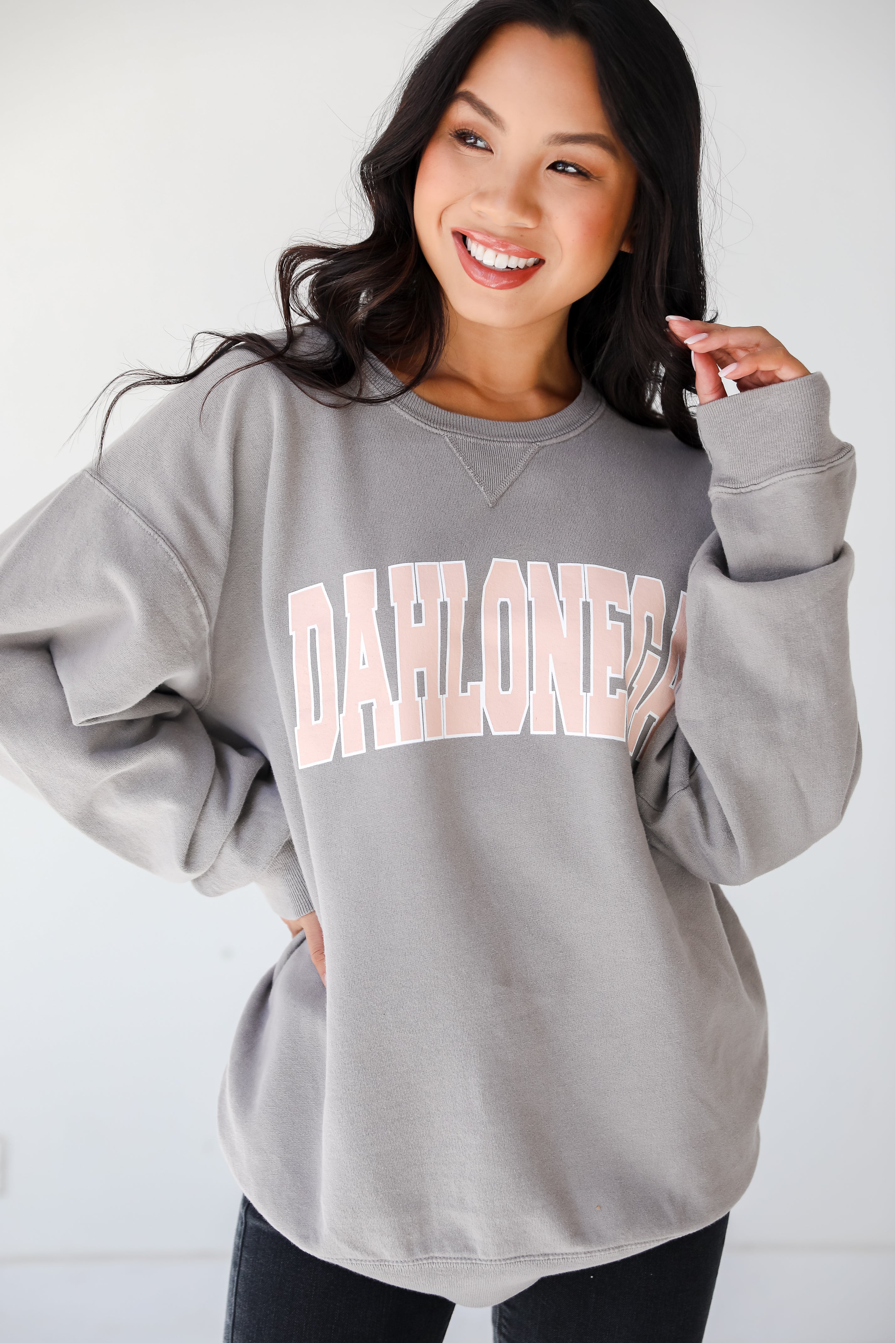 Grey Dahlonega Pullover. Graphic Sweatshirt. Oversized Comfy Sweatshirt.