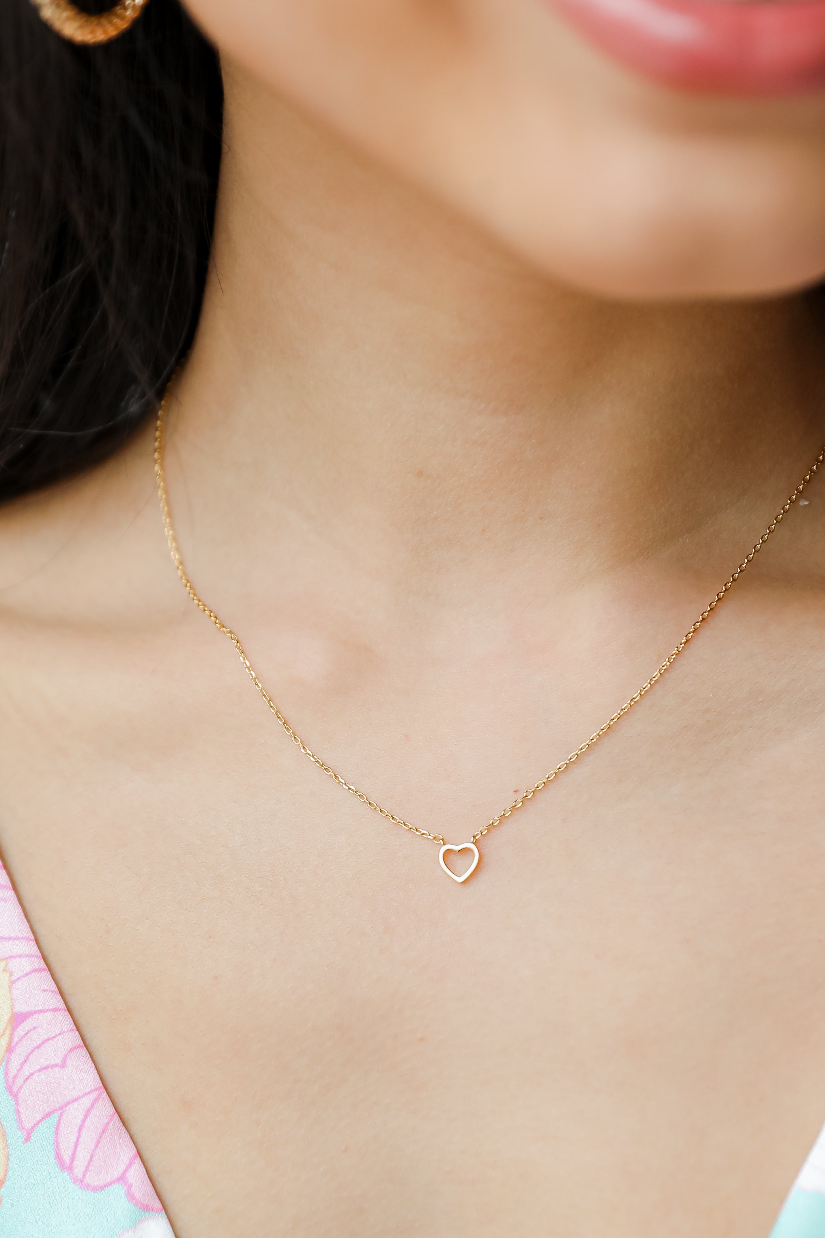 Gold Heart Charm Necklace