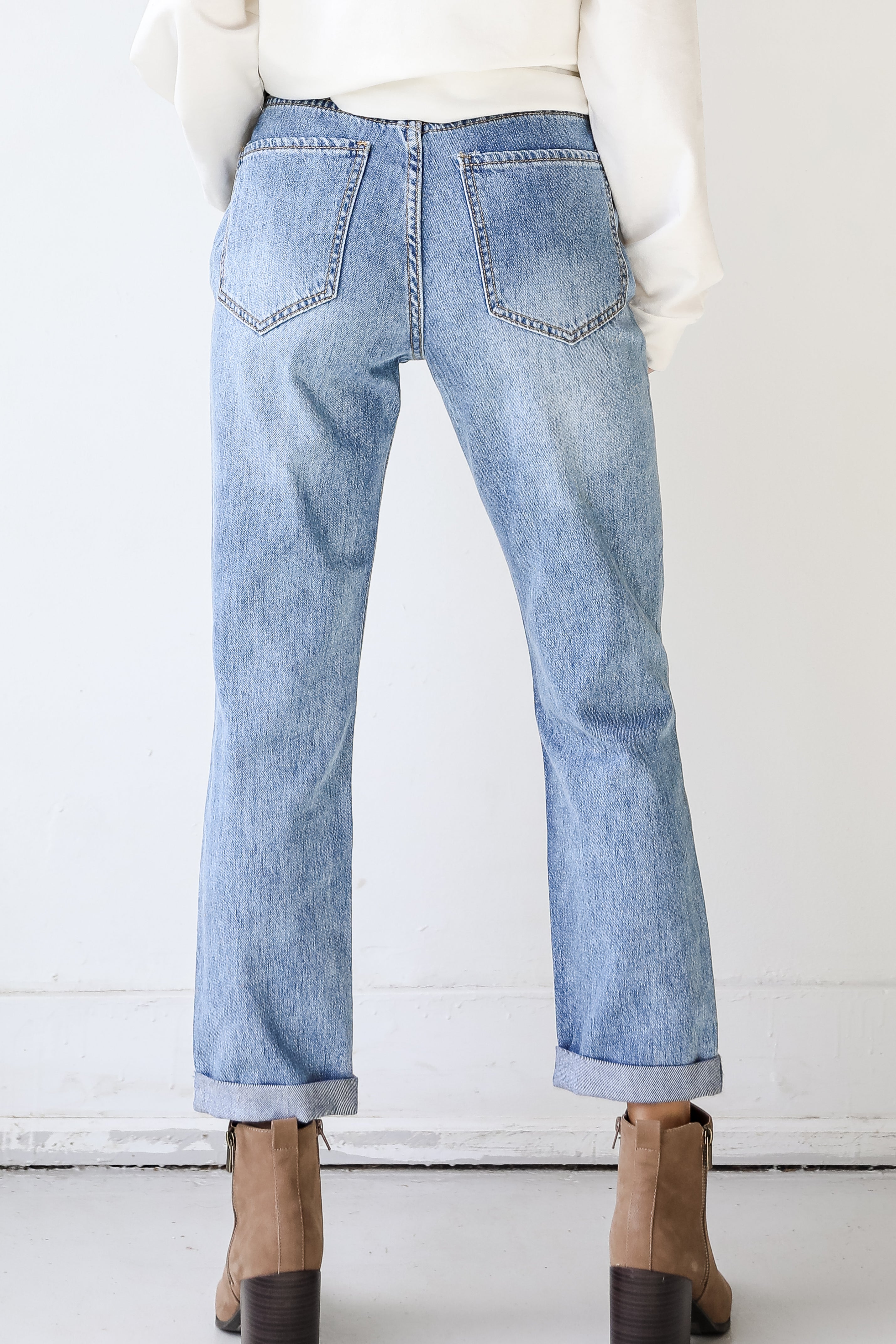 Distressed Boyfriend Jeans back view