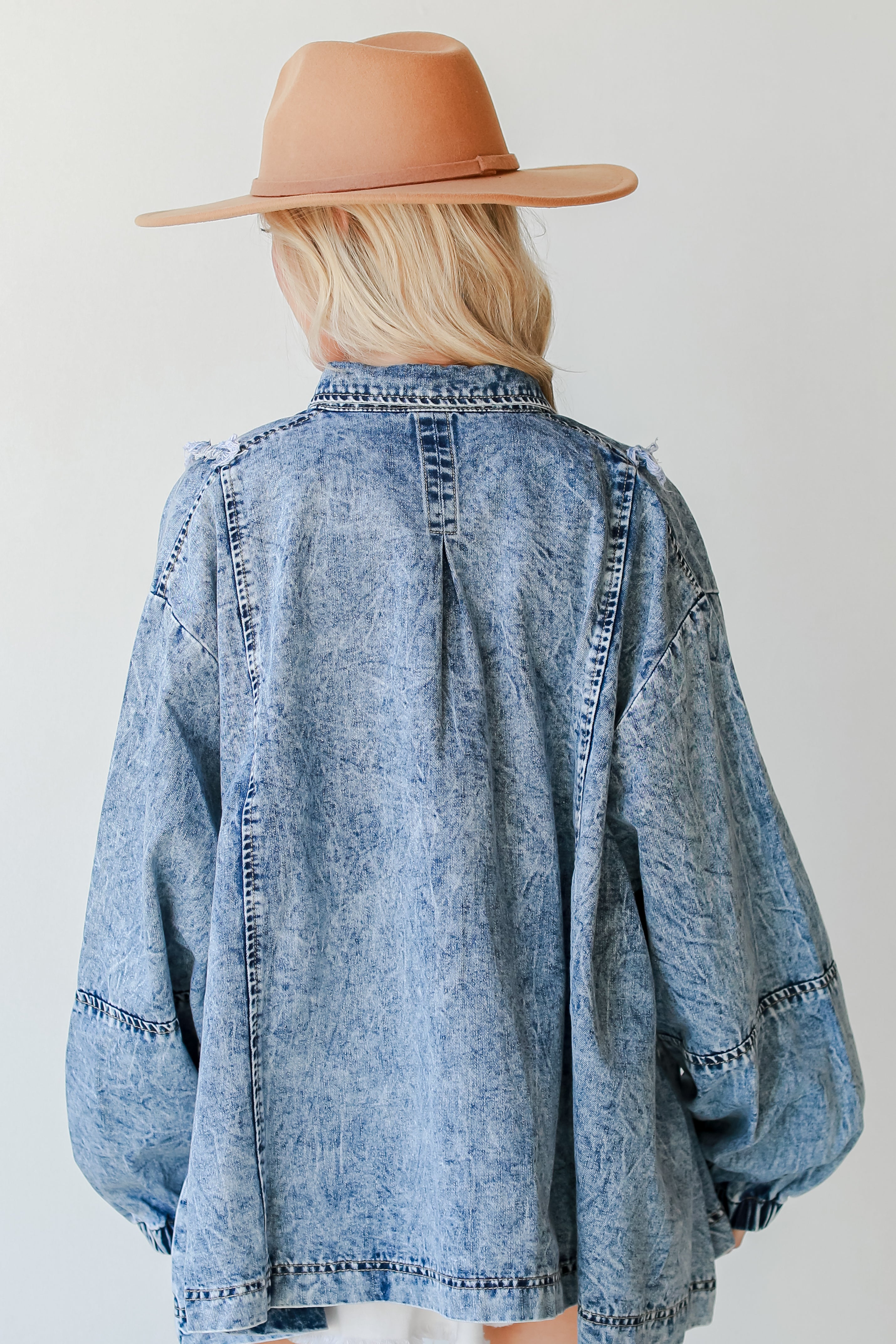 Frayed Denim Jacket back view