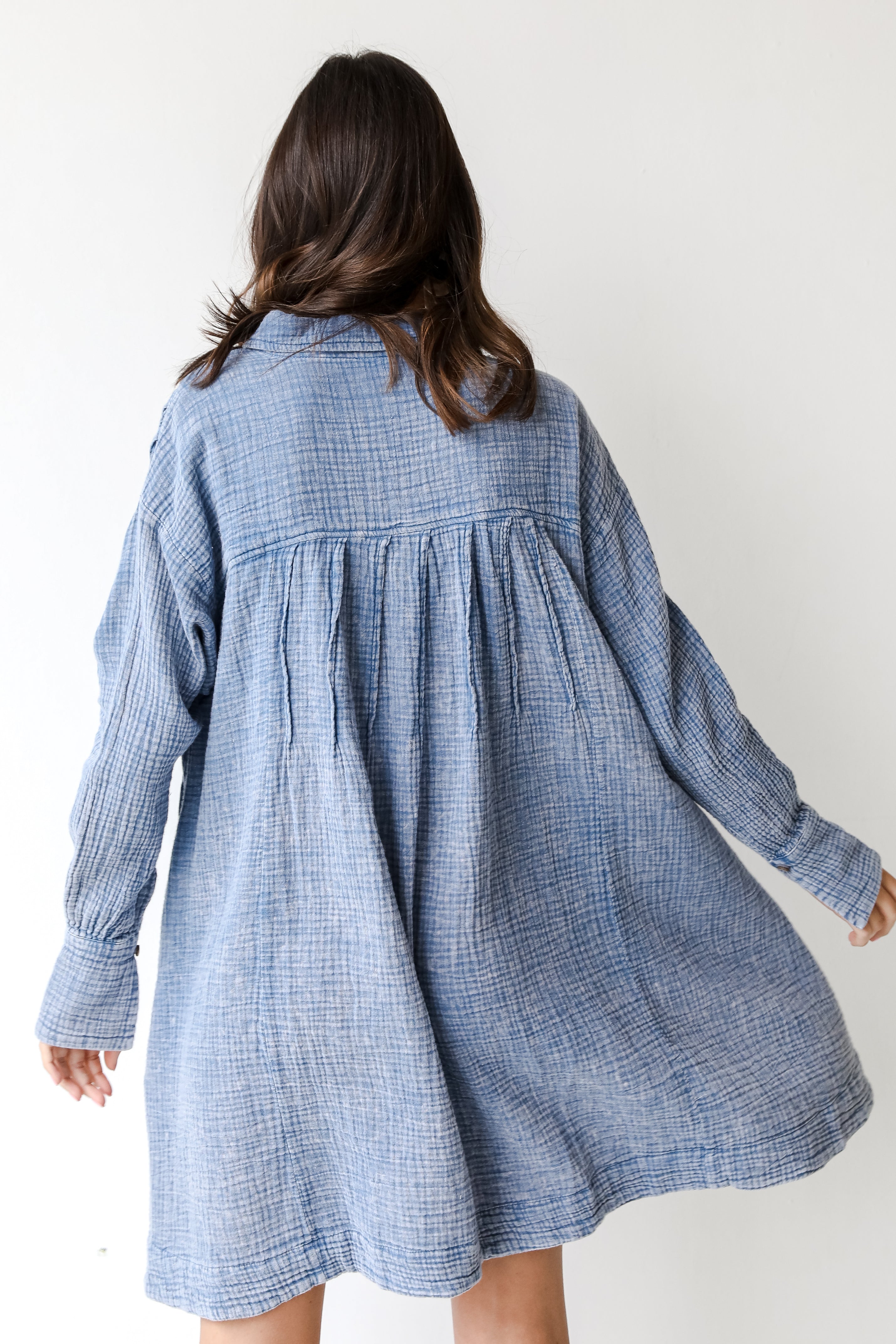 Linen Mini Dress back view