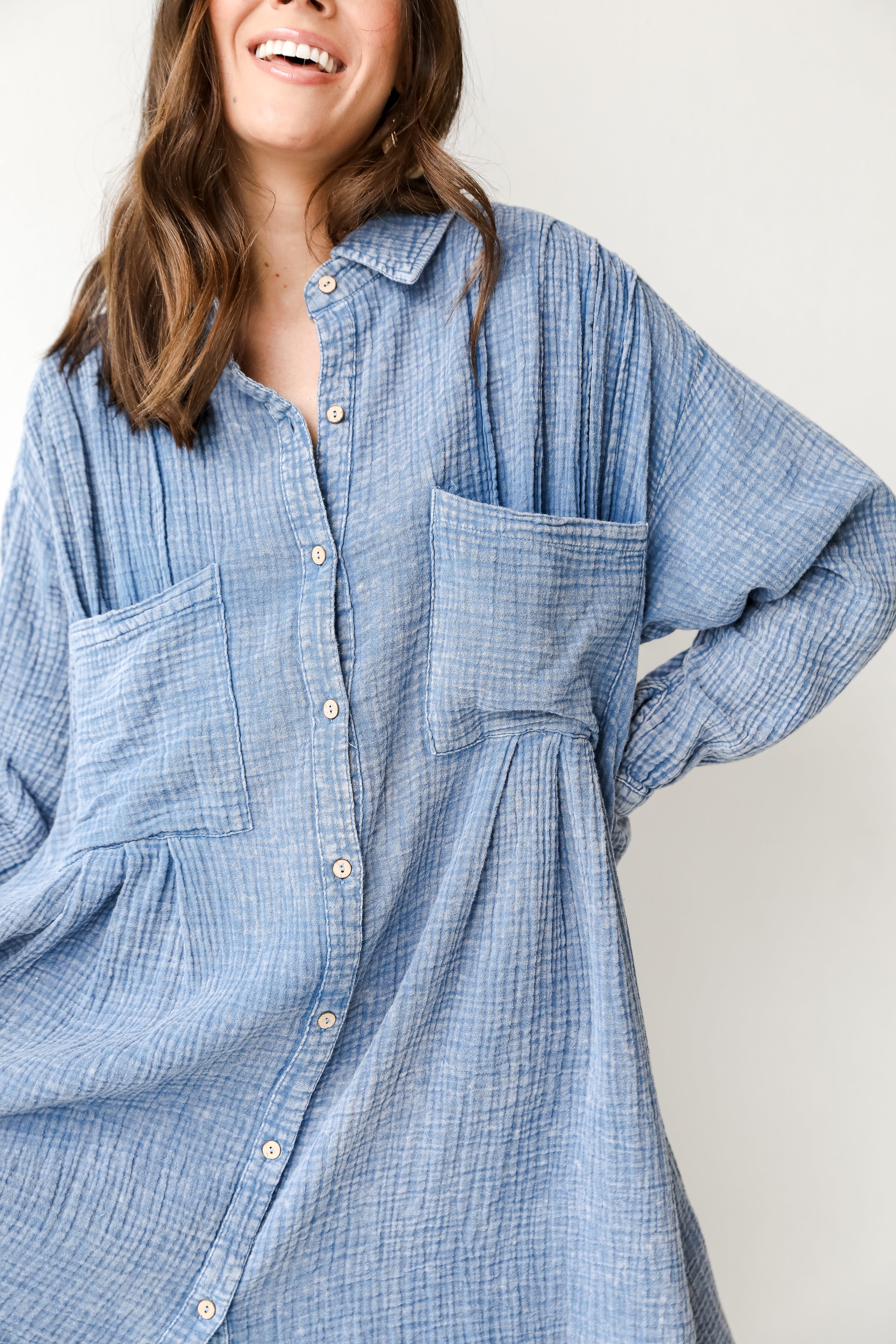 Linen Mini Dress on model