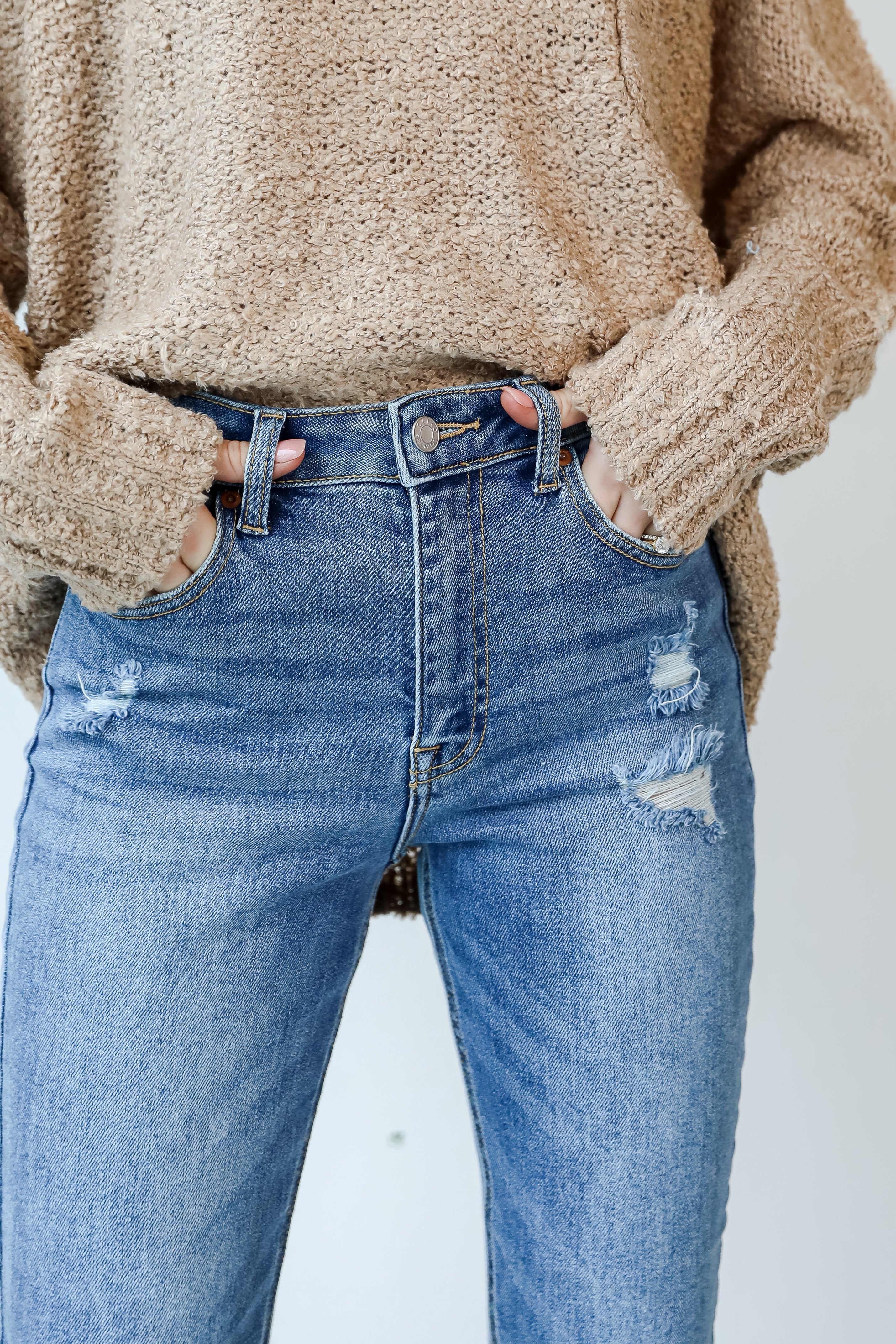 Straight Leg Jeans on model