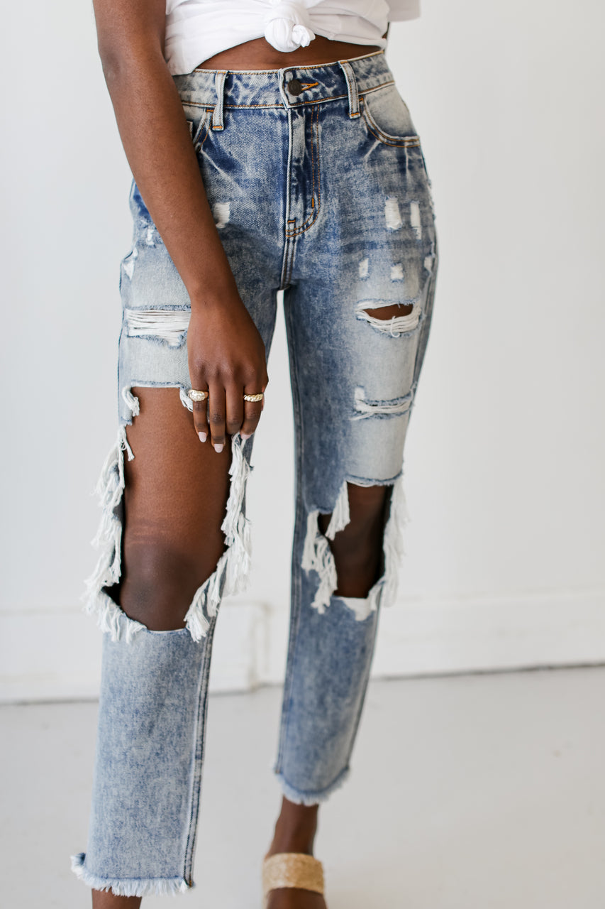 Emmy High Waist Distressed Boyfriend Jeans