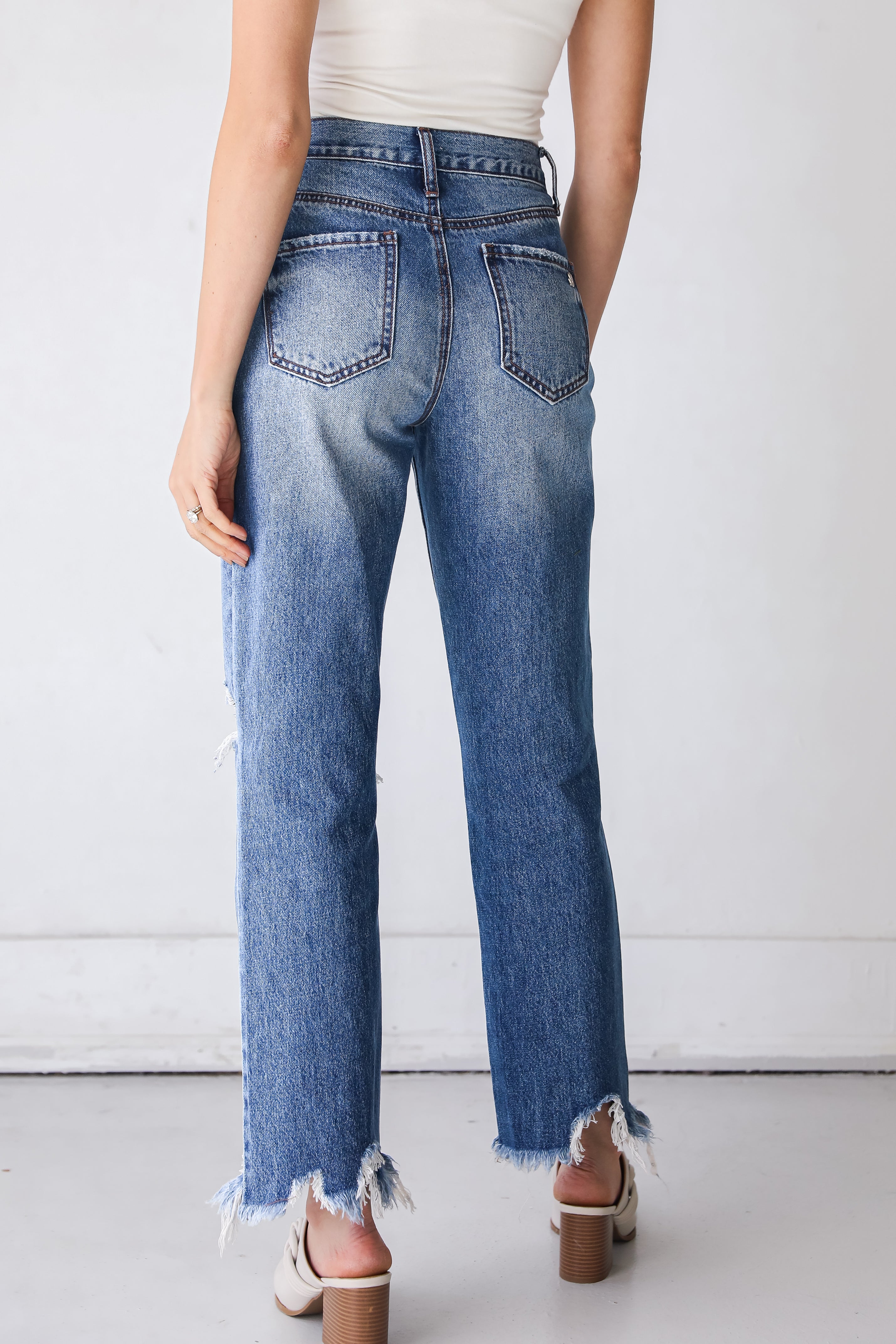 Distressed Straight Leg Jeans back view