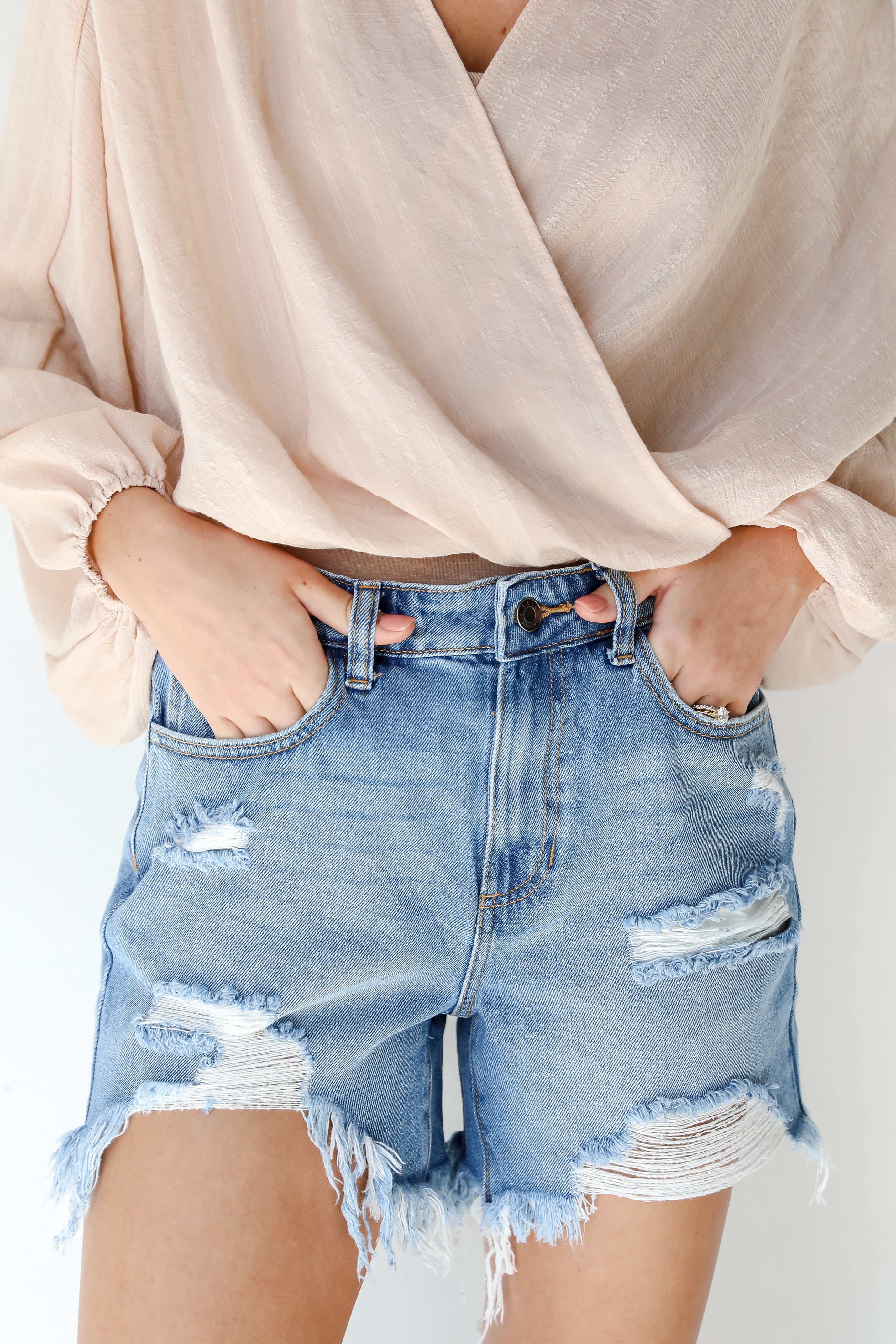 Distressed Denim Shorts