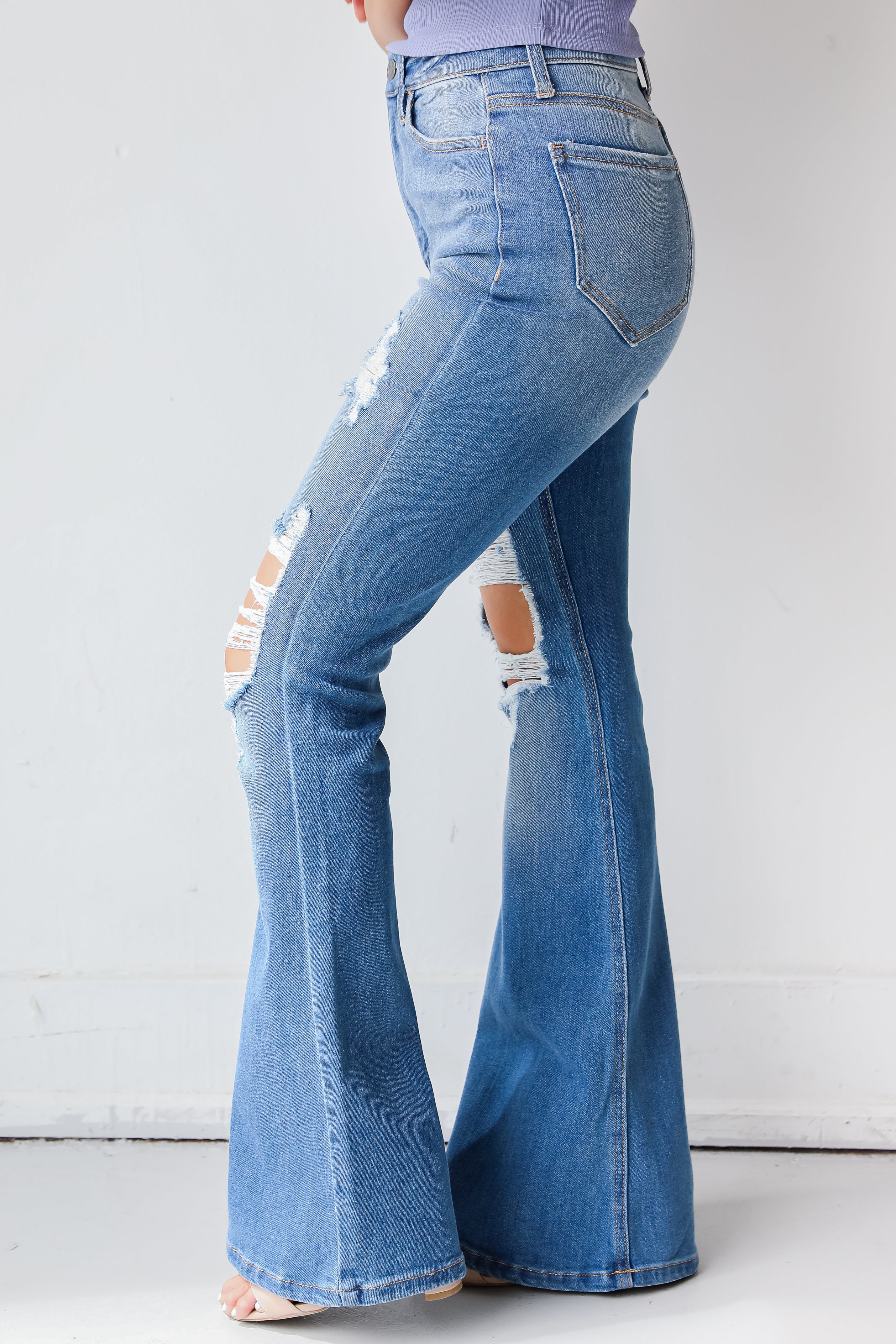 Distressed Flare Jeans side view