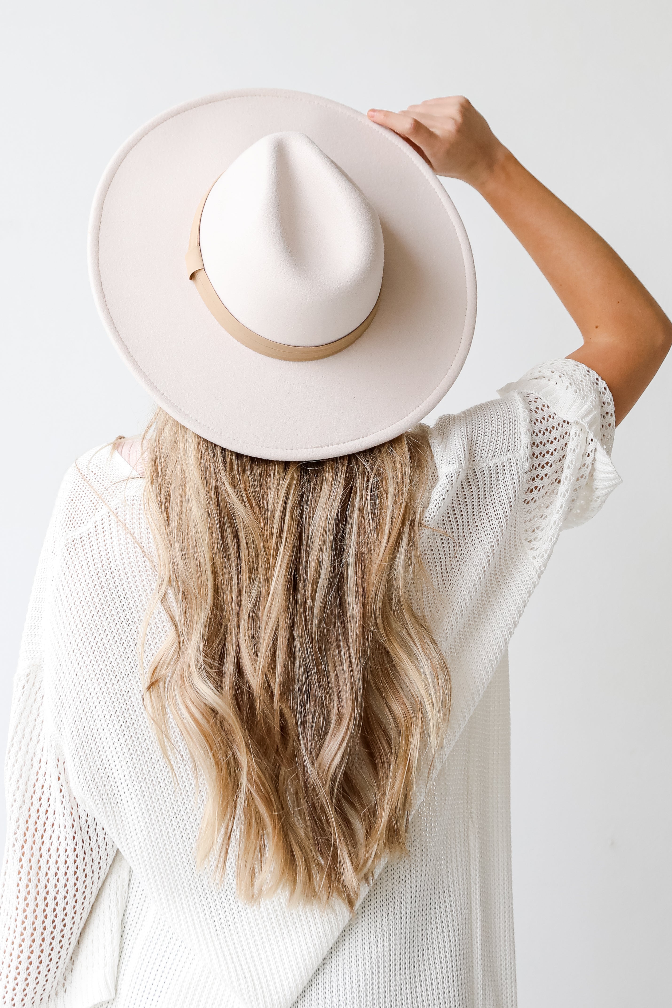 Wide Brim Fedora Hat on model