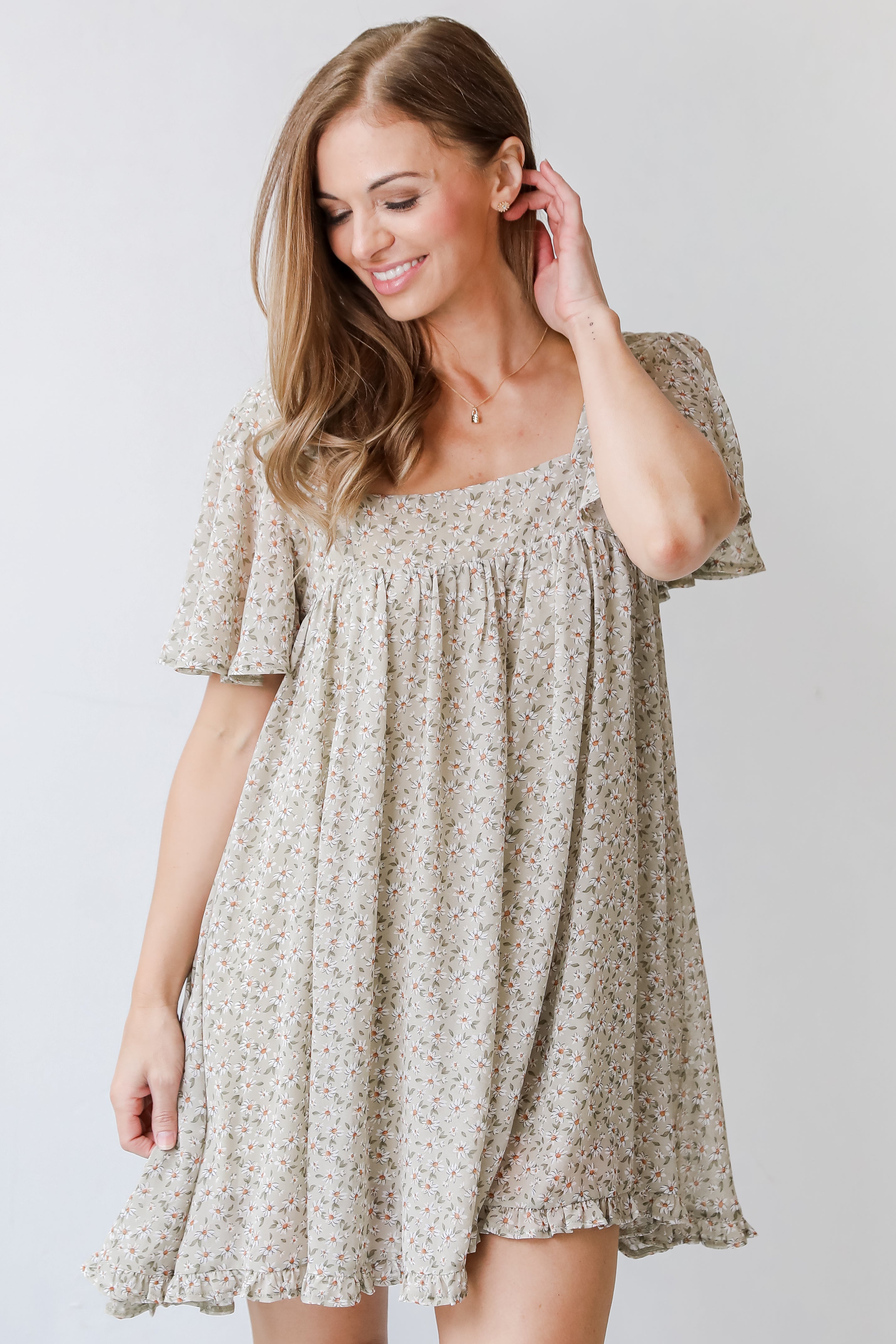 Floral Mini Dress in sage