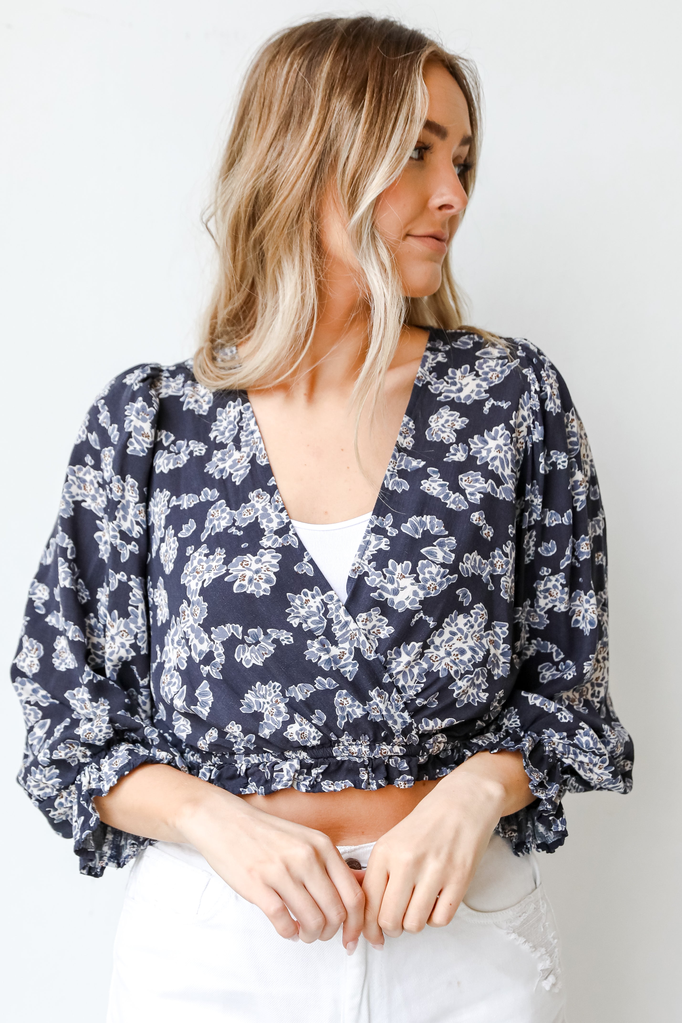 Floral Cropped Blouse front view