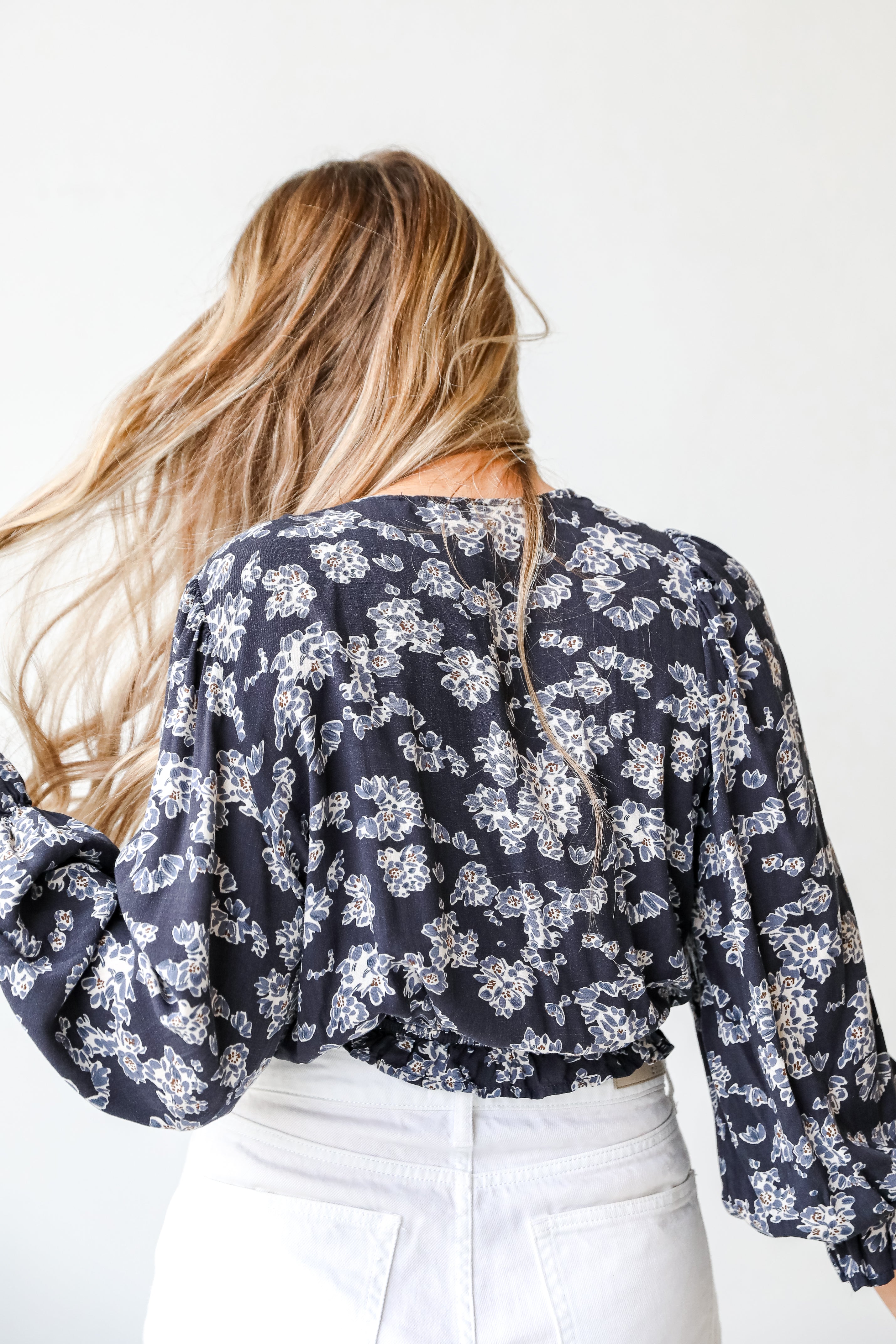 Floral Cropped Blouse back view
