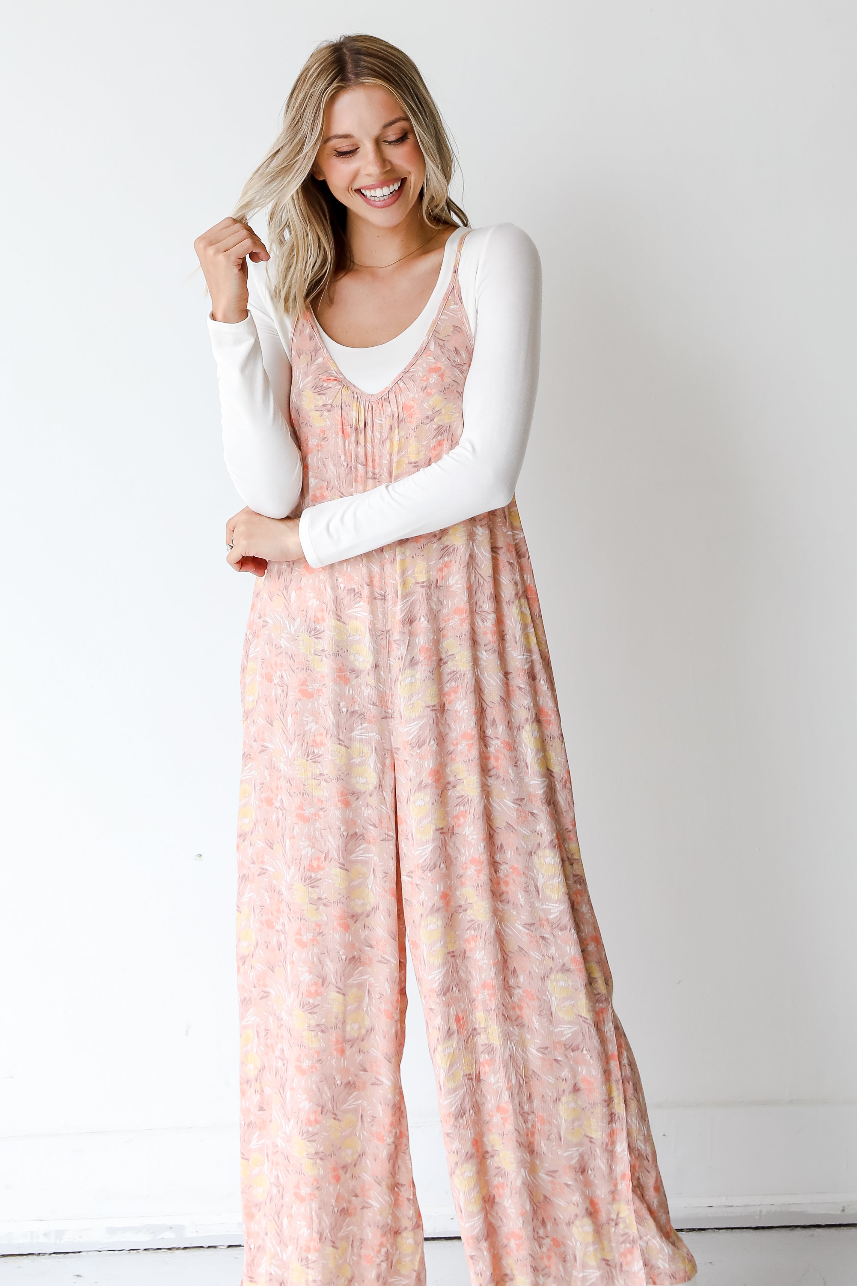 Floral Jumpsuit on model