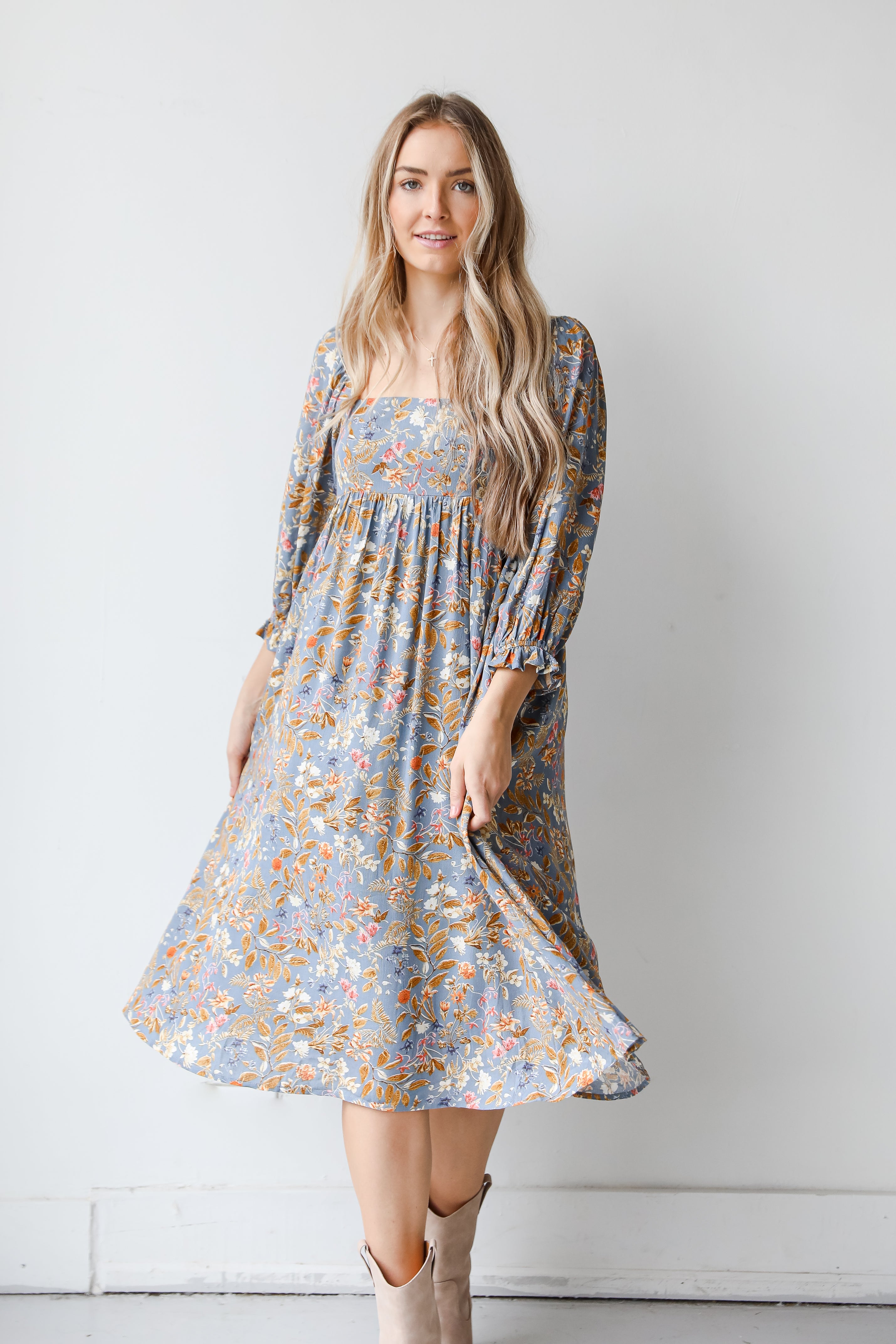 Floral Midi Dress on model