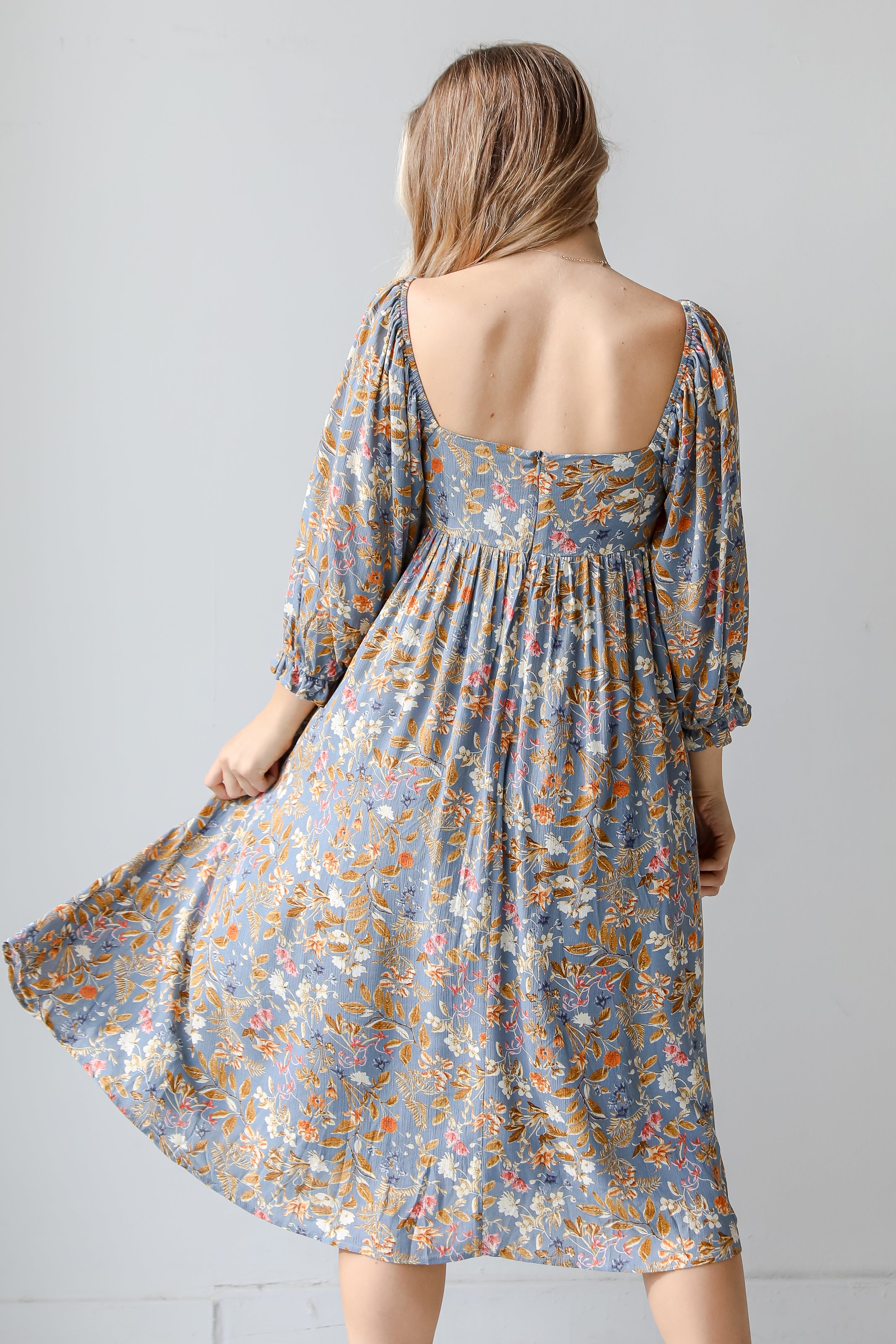 Floral Midi Dress back view