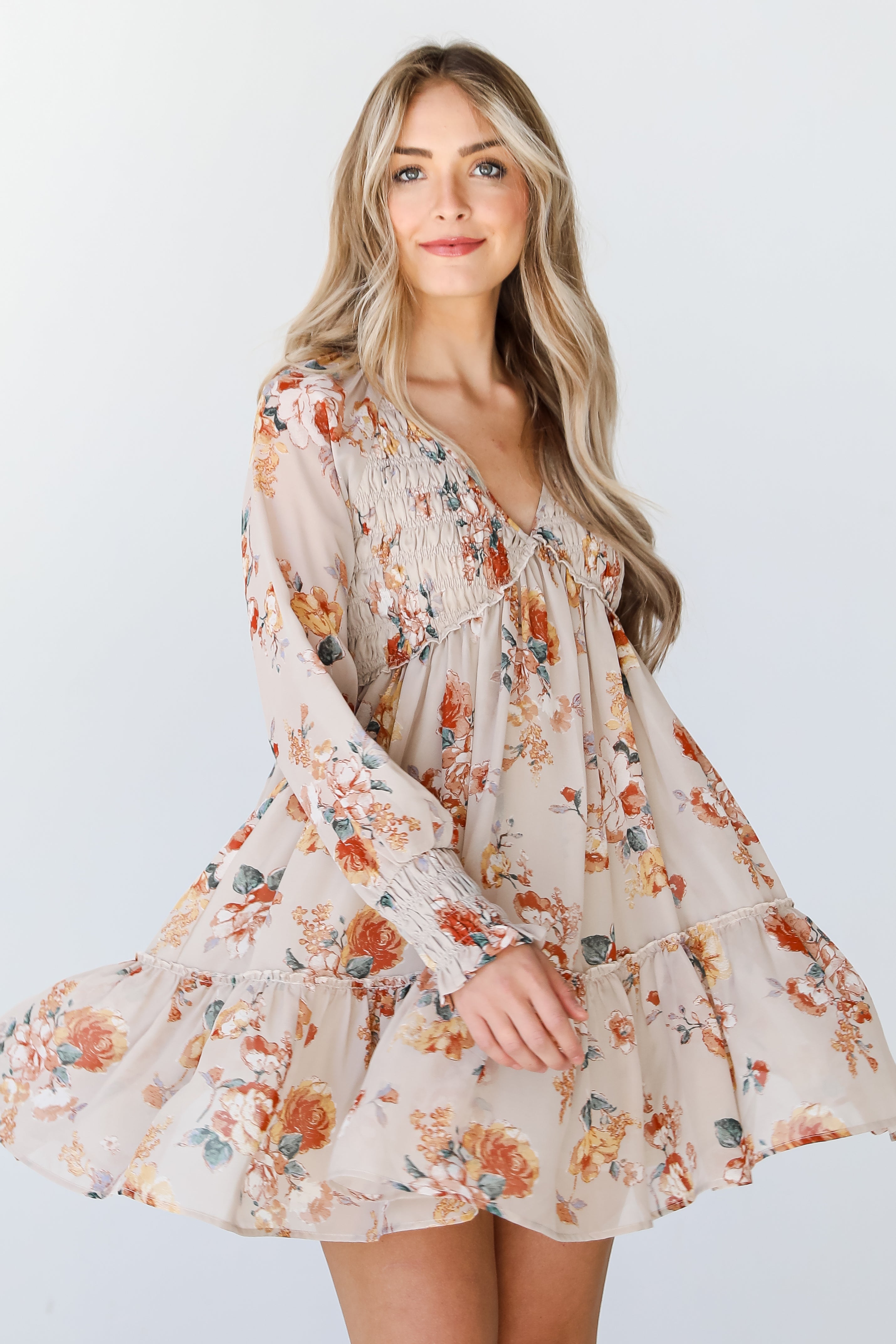 Floral Mini Dress on model