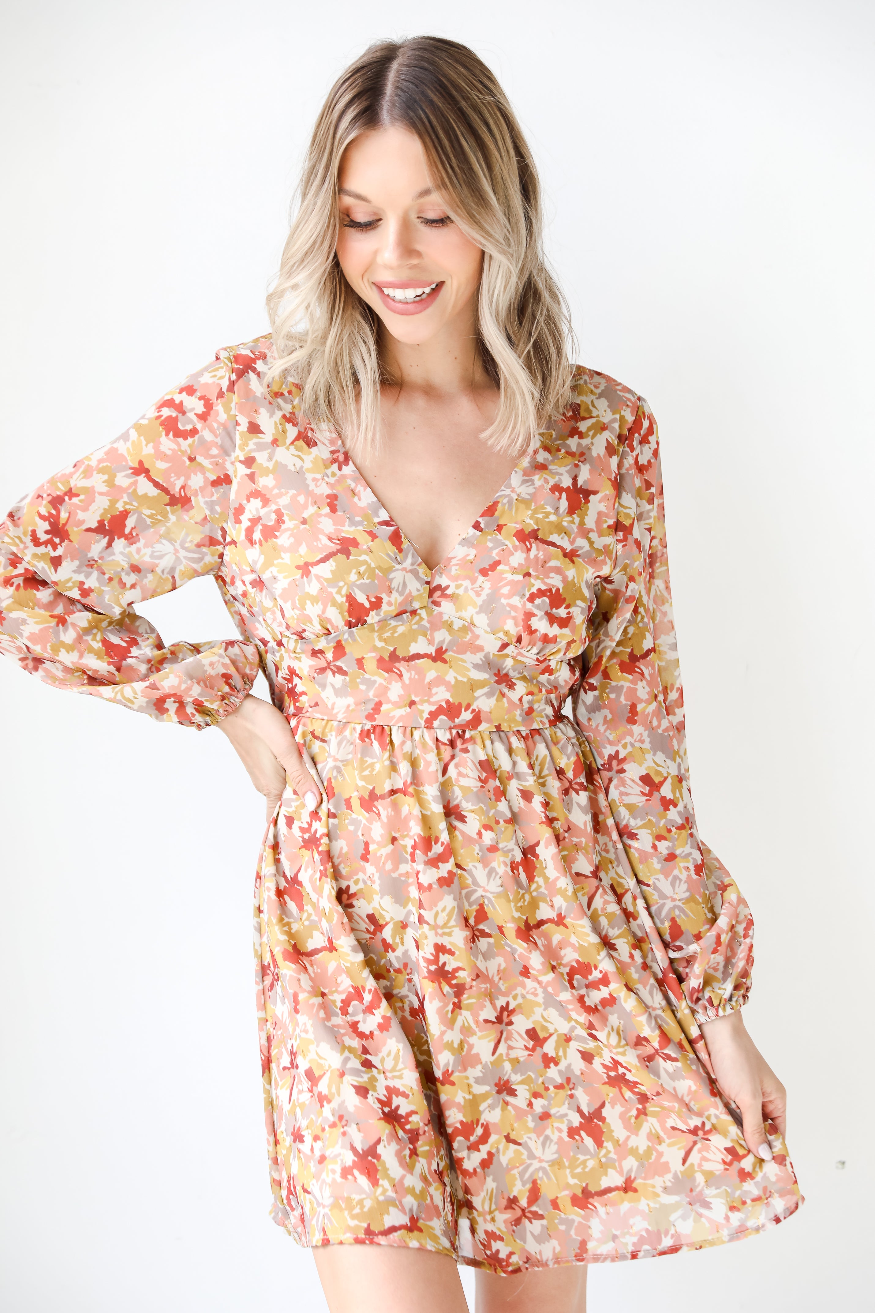 Floral Mini Dress on model