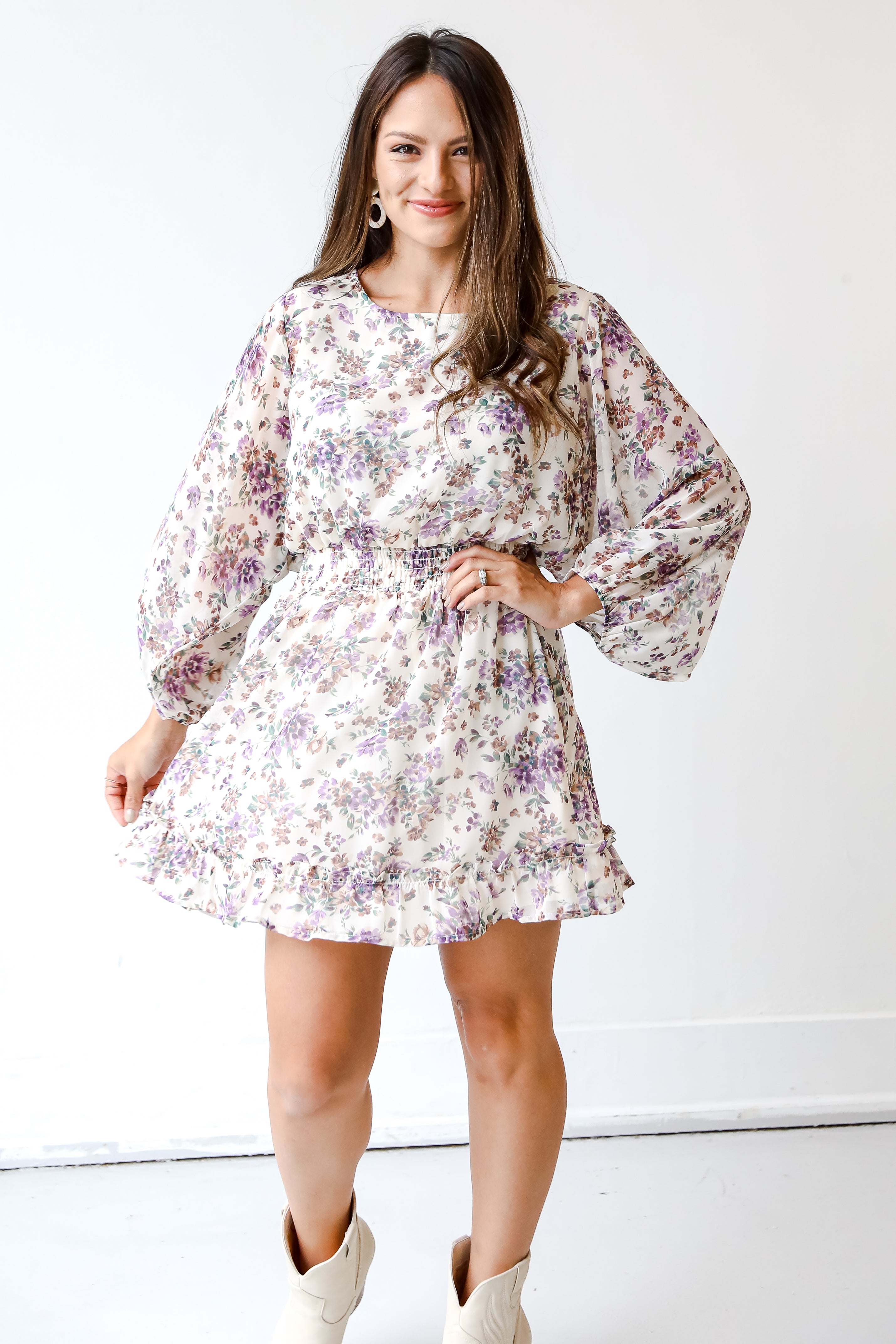 Floral Mini Dress on model