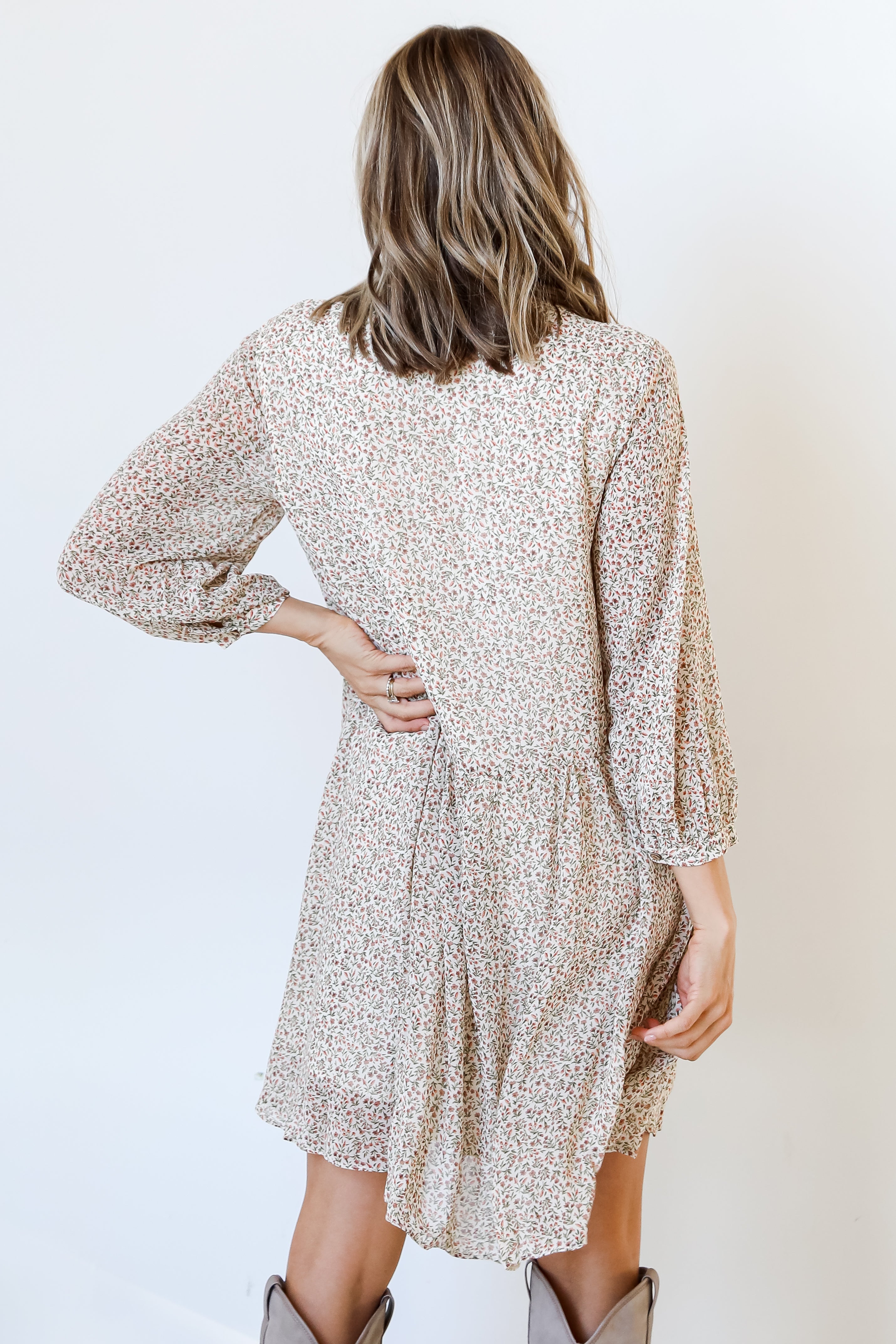 Floral Babydoll Mini Dress back view