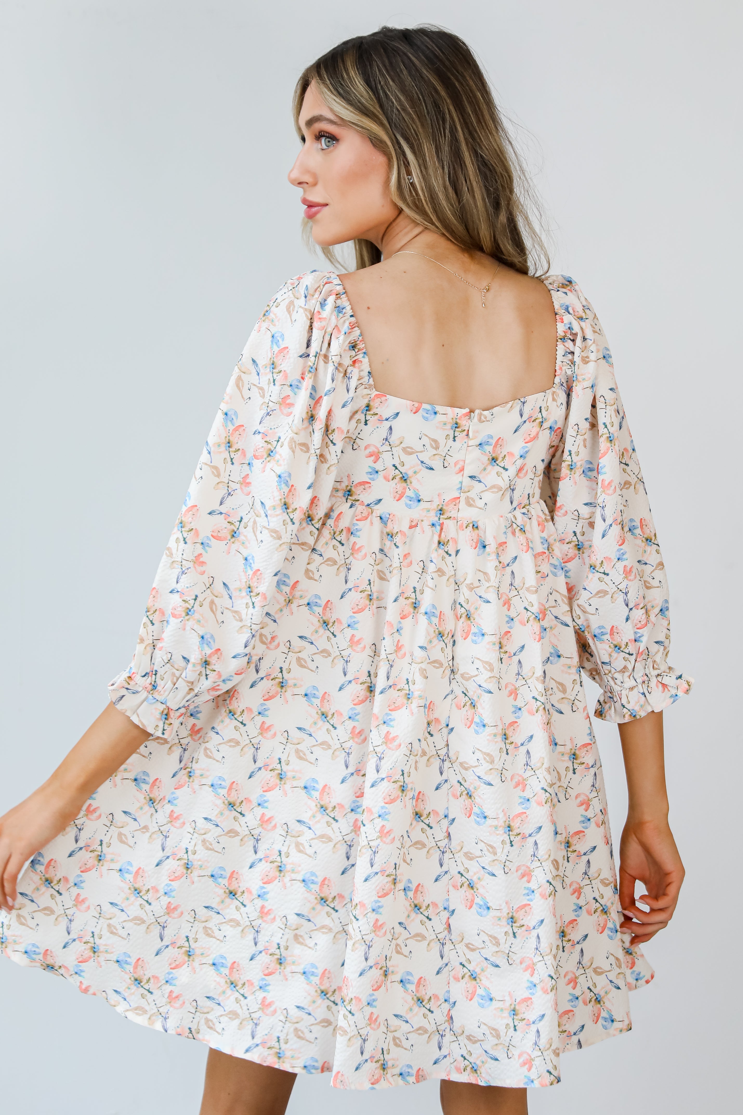 Floral Babydoll Mini Dress back view