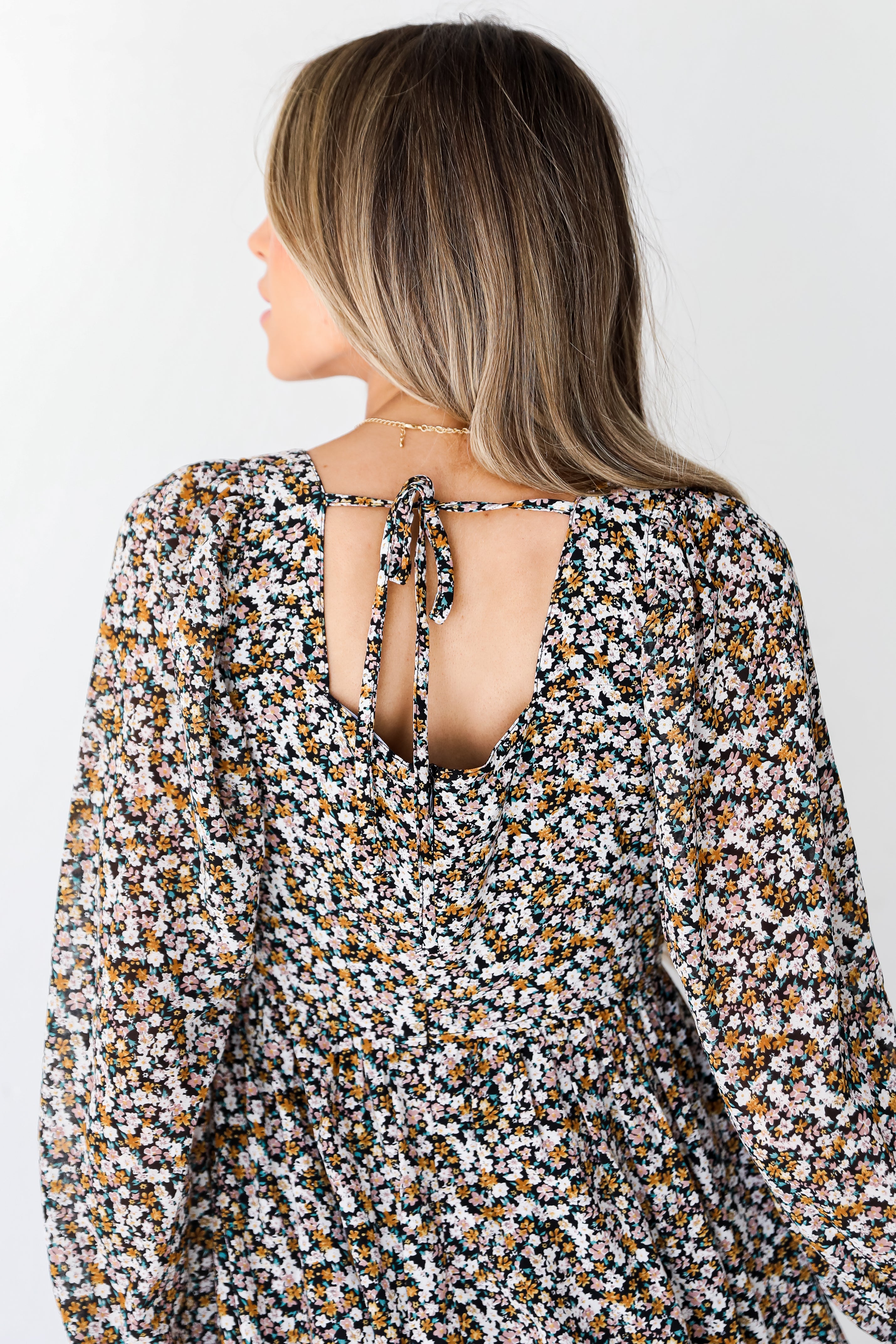 Floral Mini Dress back view close up