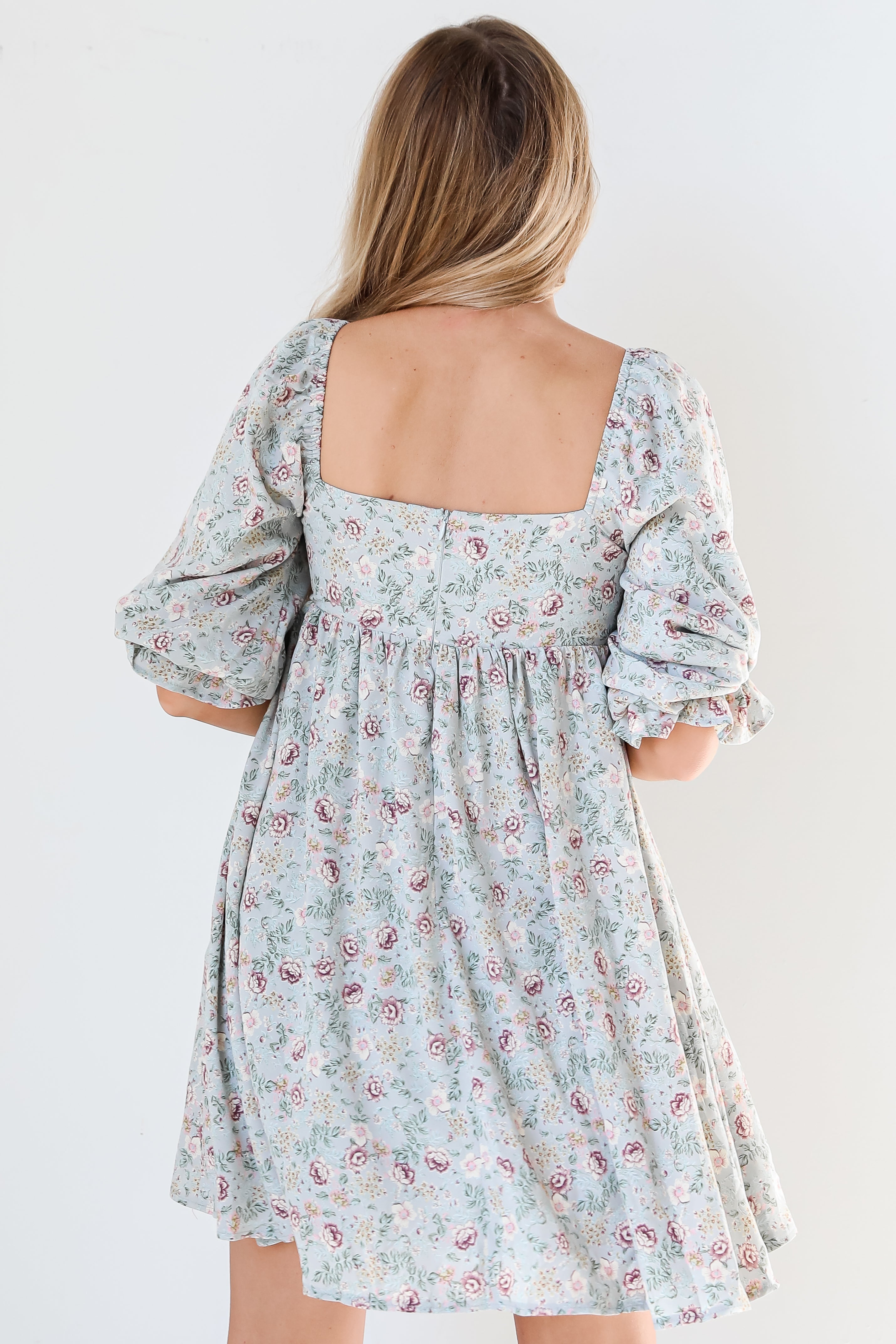 Floral Babydoll Mini Dress back view