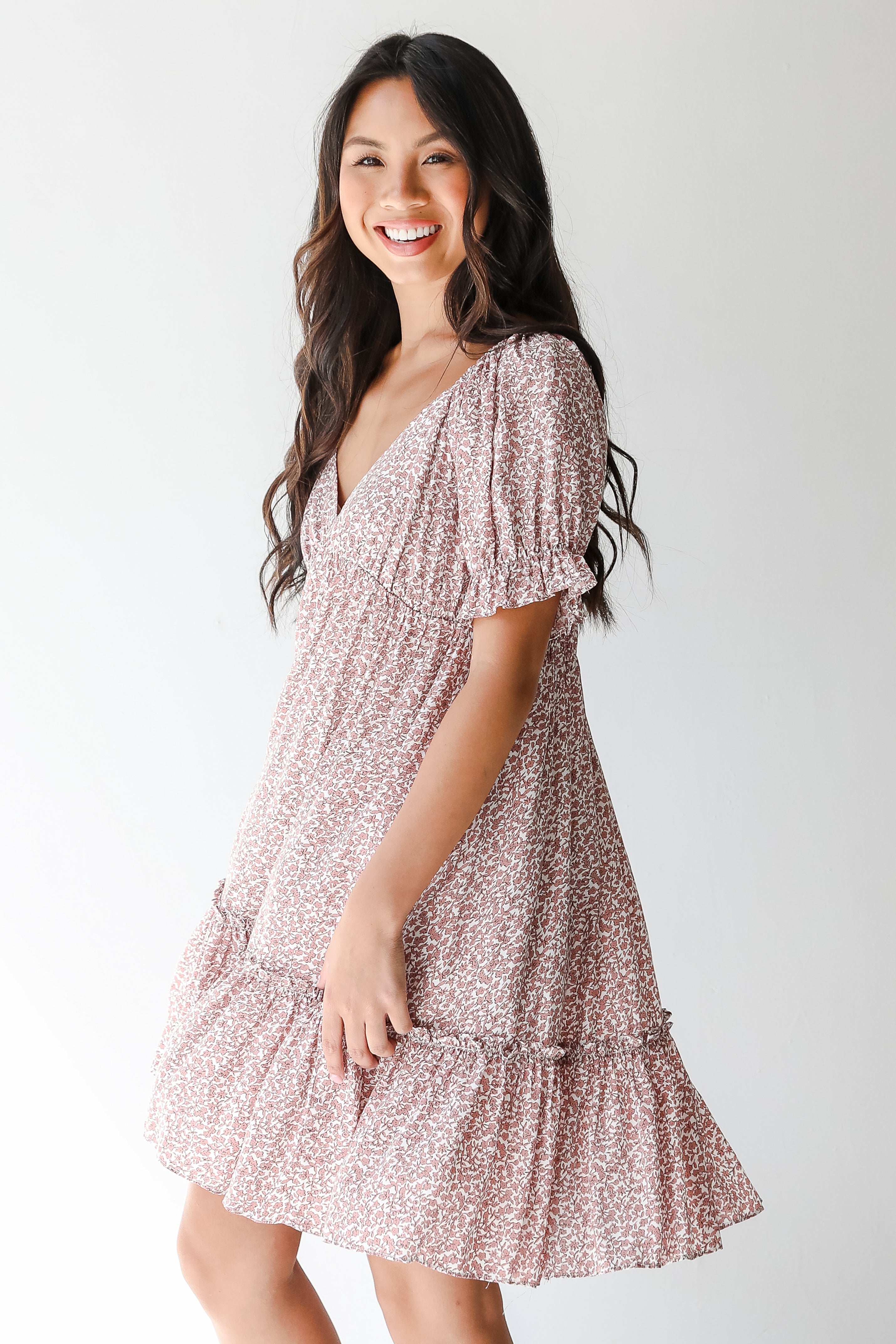 Floral Mini Dress on model