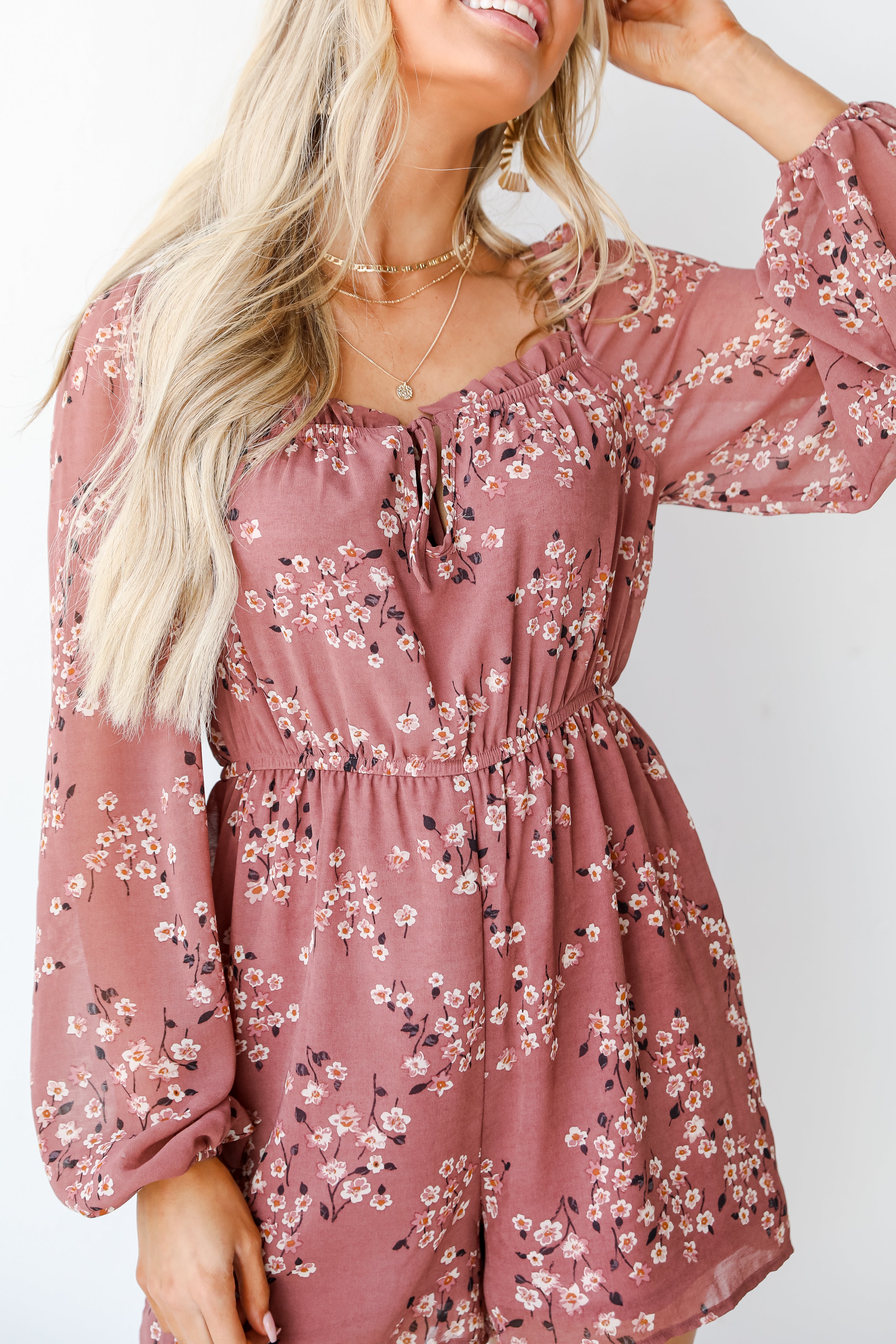 Floral Romper on model