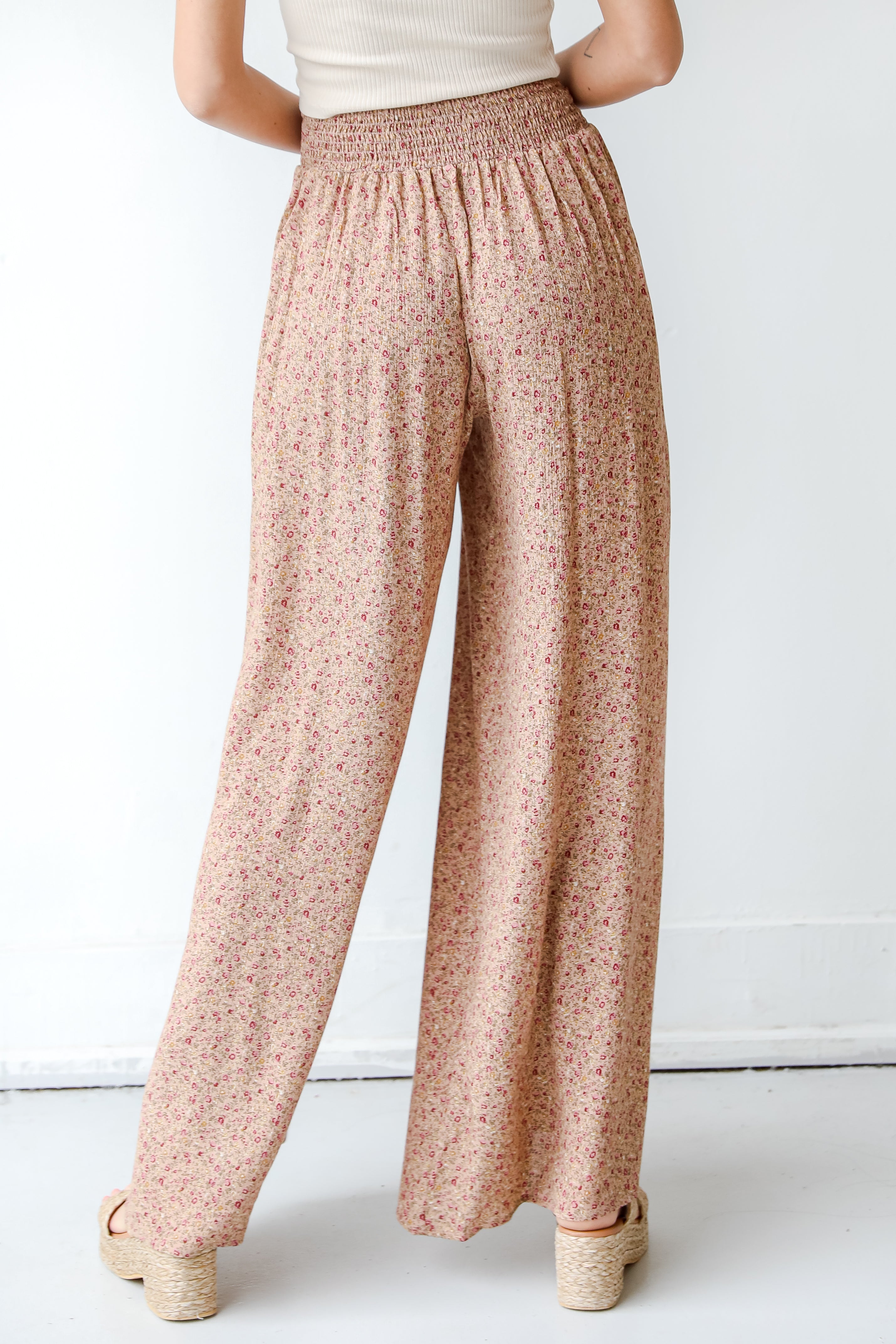 Floral Wide Leg Pants back view